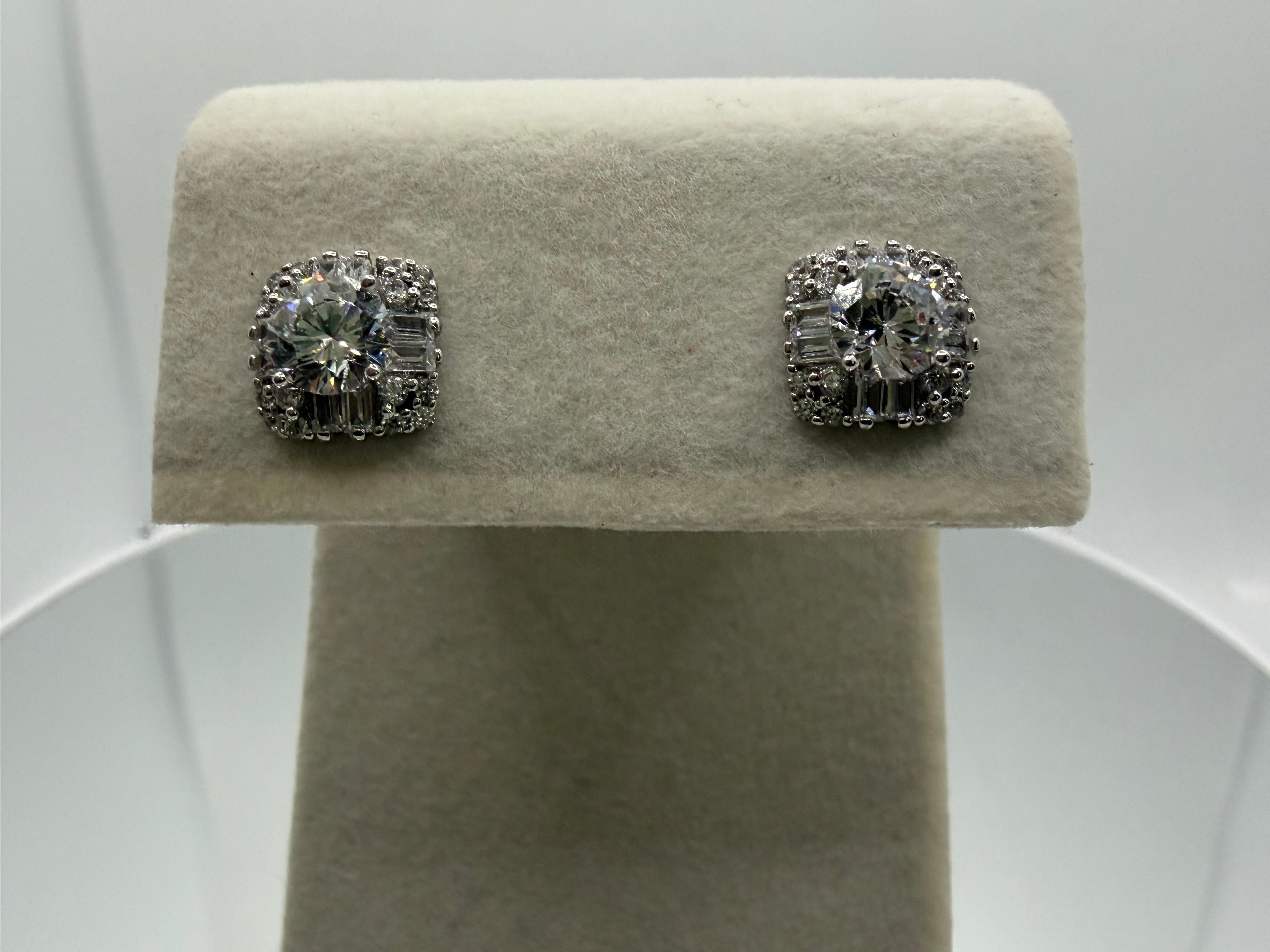 Crystal Halo Cushion Stud Earrings