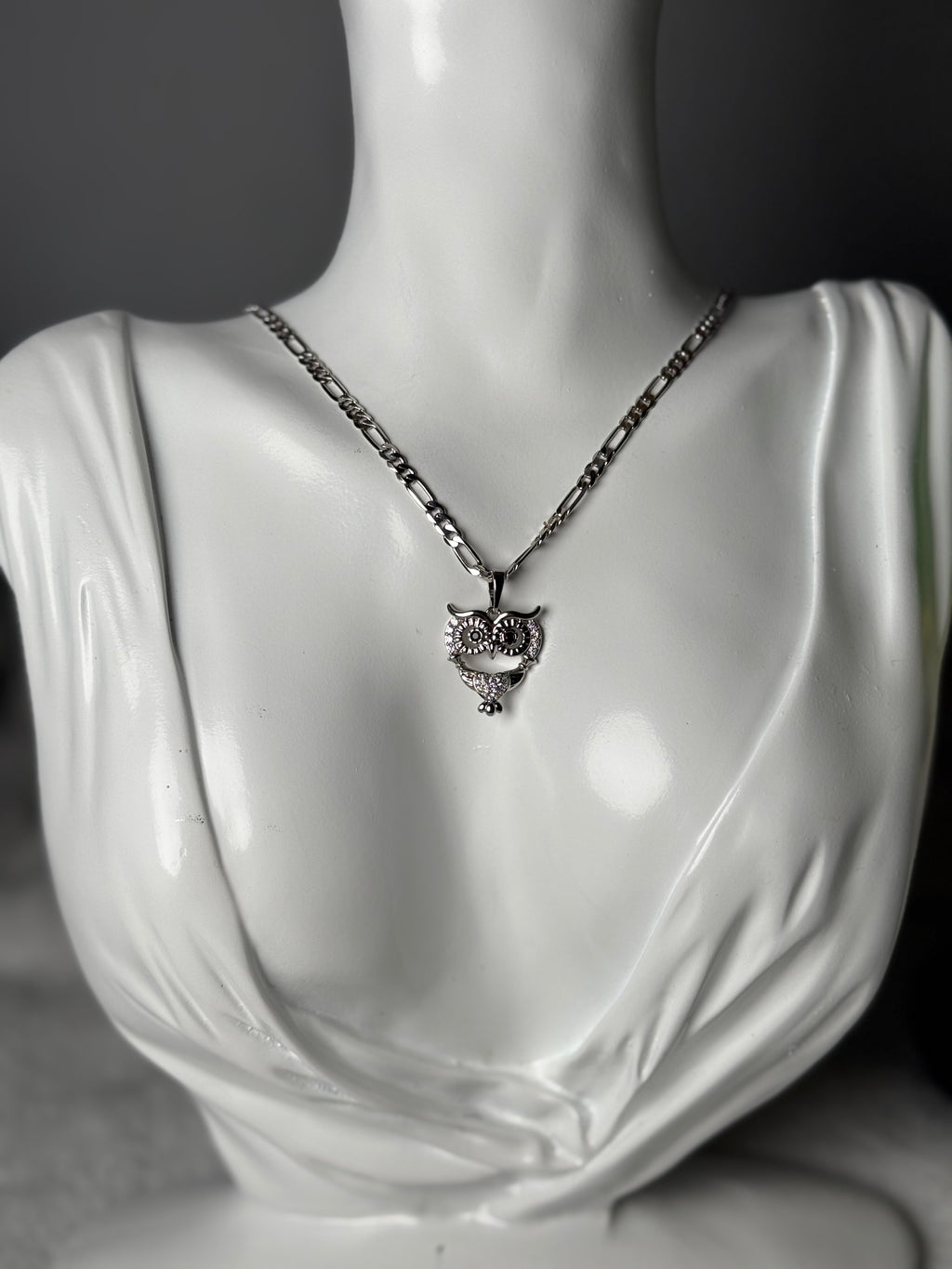 Silver Owl Pendant Necklace