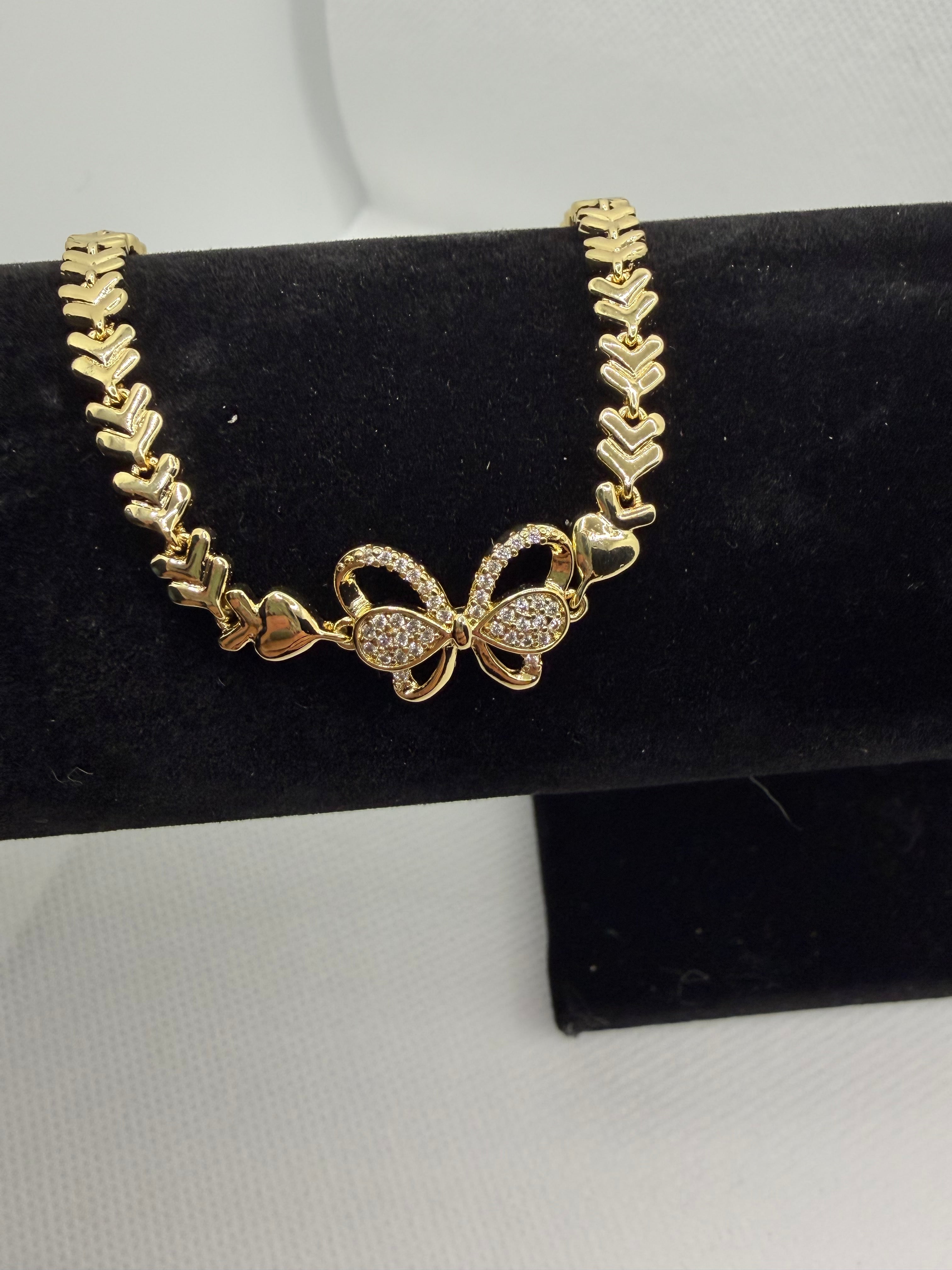 Crystal Butterfly Bow Chevron Bracelet