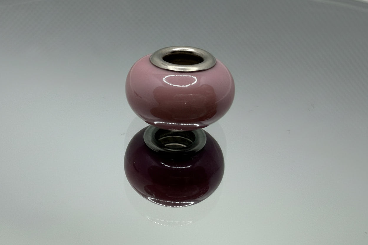 Pink Glass Charm Separator Beads Collection - Laminated Gold