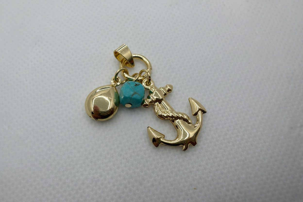 Nautical Anchor Charm with Turquoise