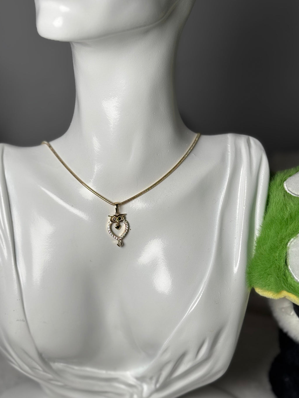 Owl Pendant with Crystal Accents - Gold Plated
