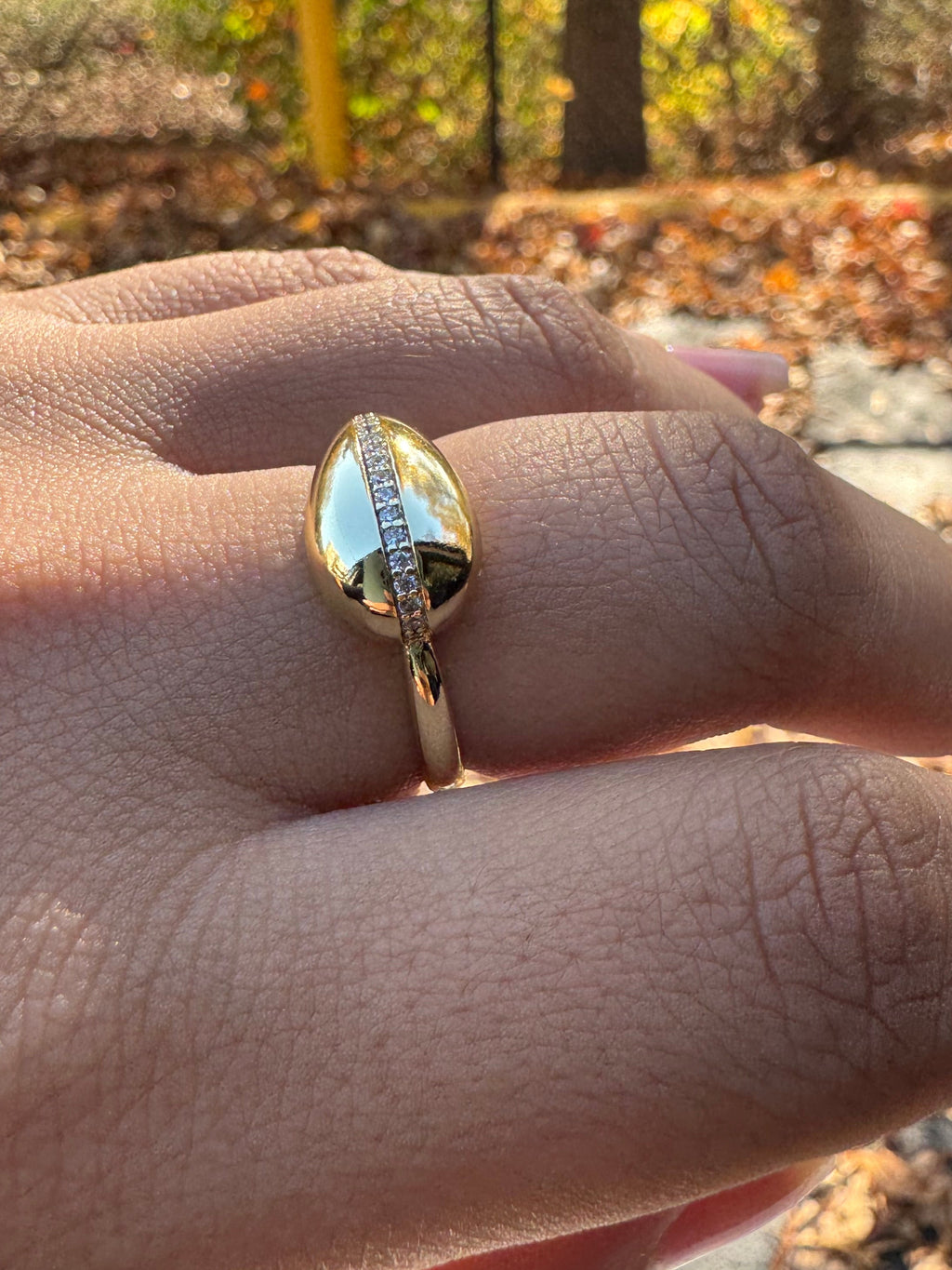 Elegant Teardrop Ring with Crystal Accent
