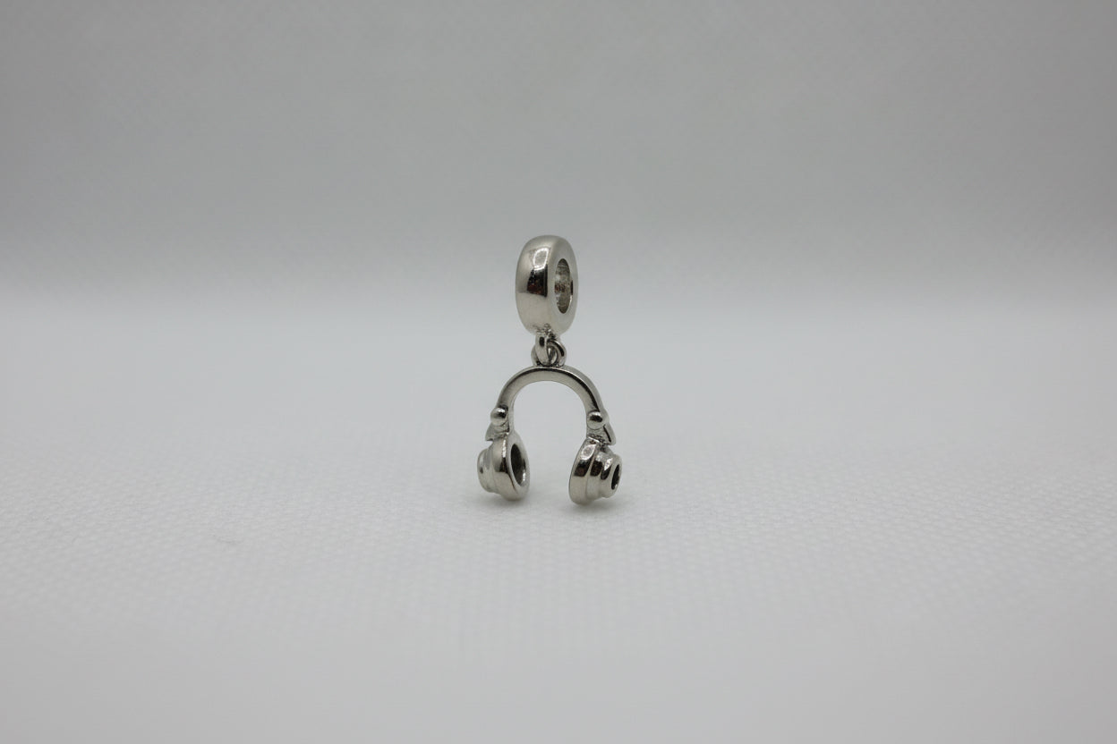 Headphones Charm - Silver Tone Music Lover