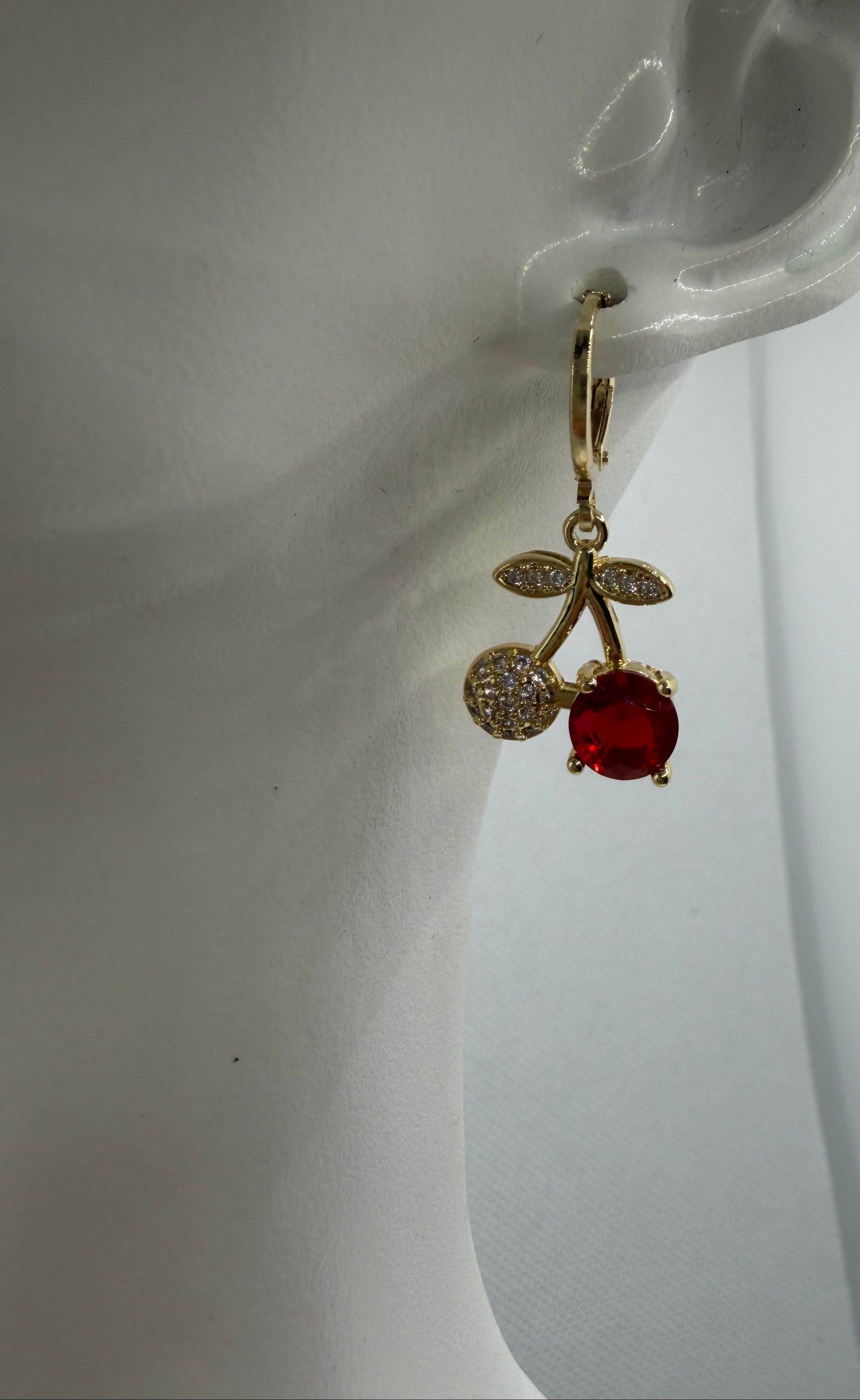 Gold Cherry Necklace and Earring Set - Laminated Gold
