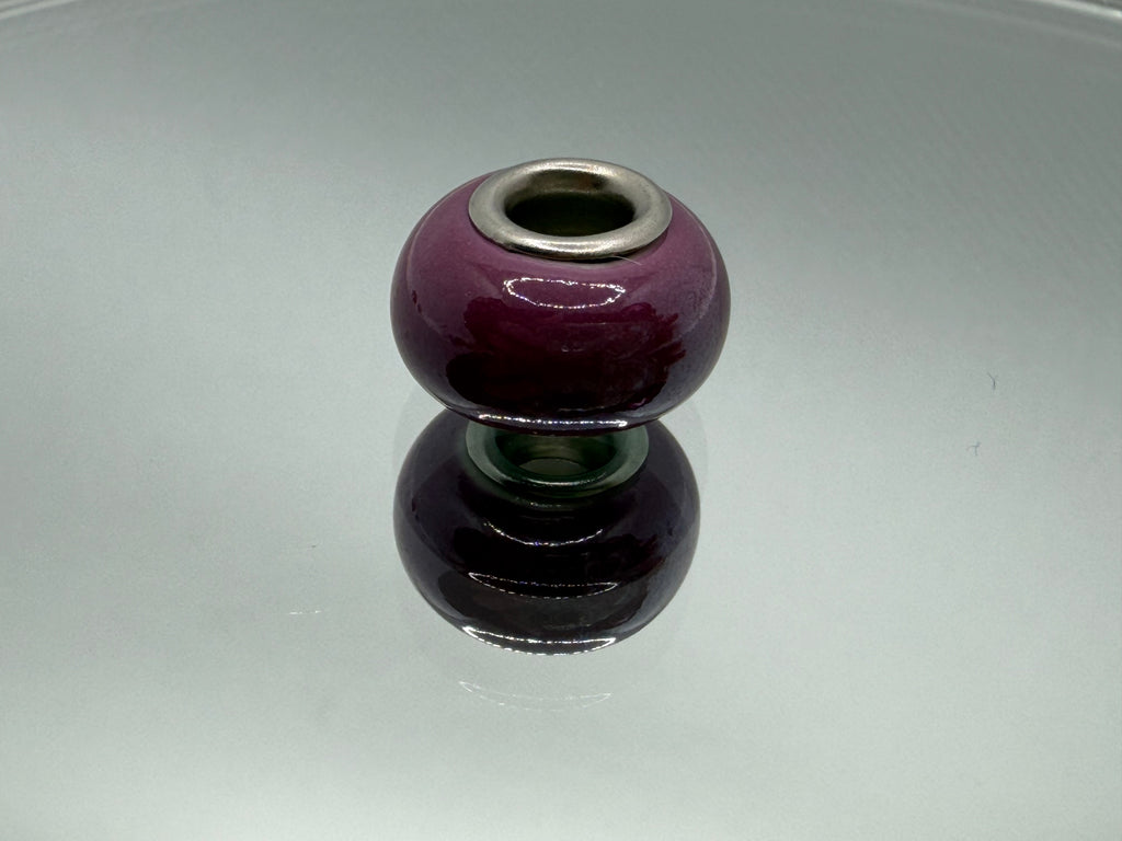 Amethyst Purple Glass Charm Separator Bead - Laminated Gold