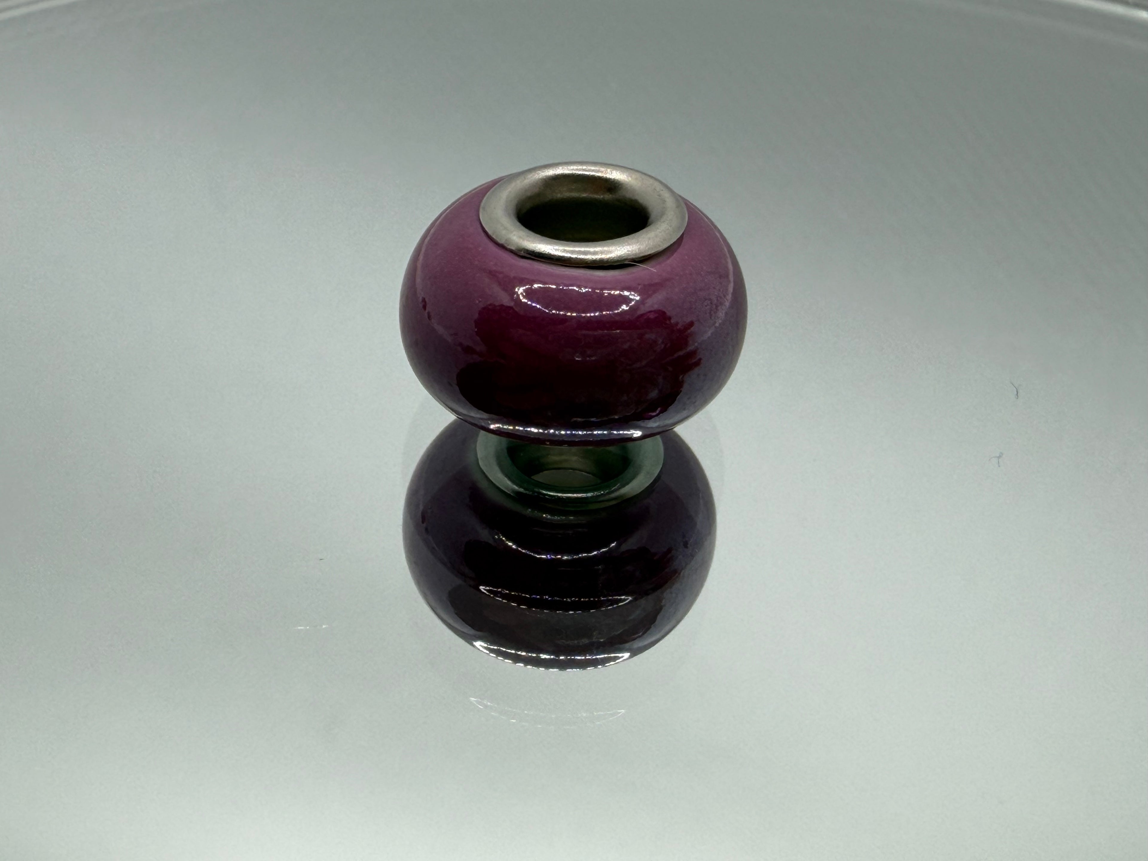 Amethyst Purple Glass Charm Separator Bead - Laminated Gold