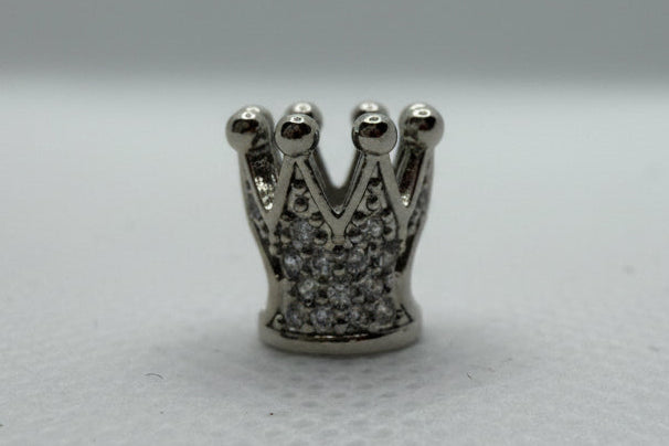 Silver Crystal Crown Charm Separator Bead - Gunmetal Finish
