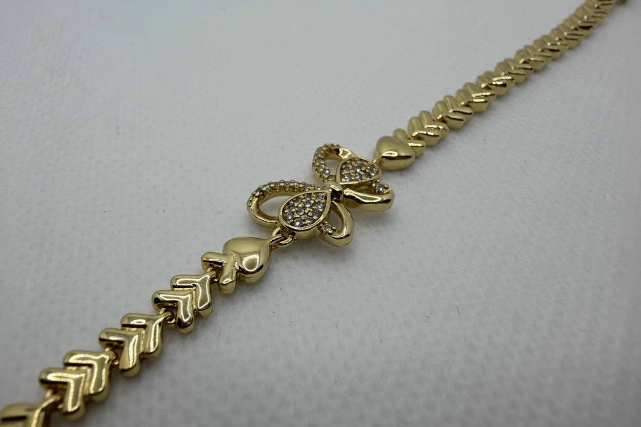 Crystal Butterfly Bow Chevron Bracelet