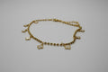 Mother of Pearl Clover Anklet - Gold Chain
