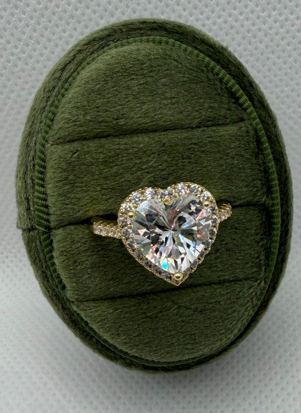 Heart Diamond Halo Ring - Gold Plated