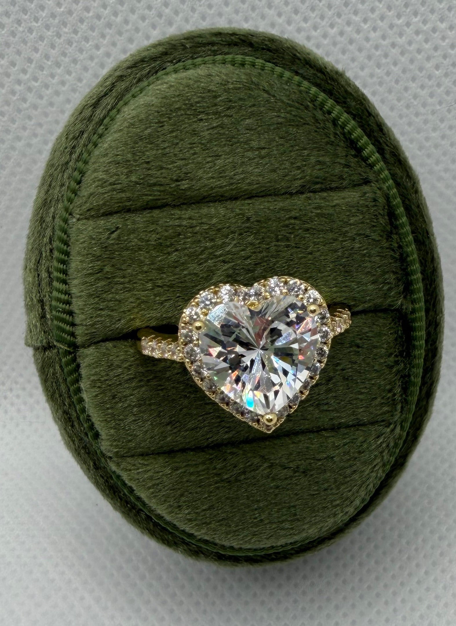 Heart Diamond Halo Ring - Gold Plated