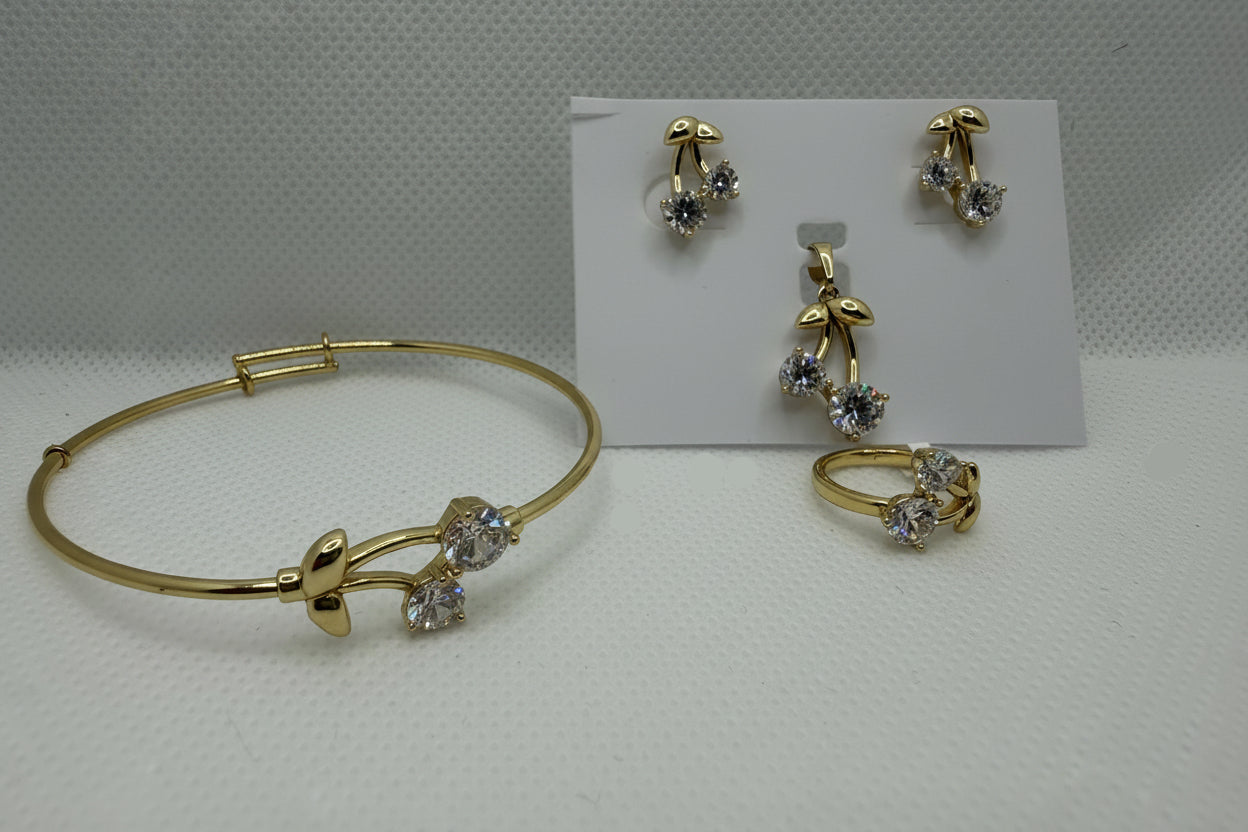 Cherry Blossom Jewelry Set - 4 Pieces