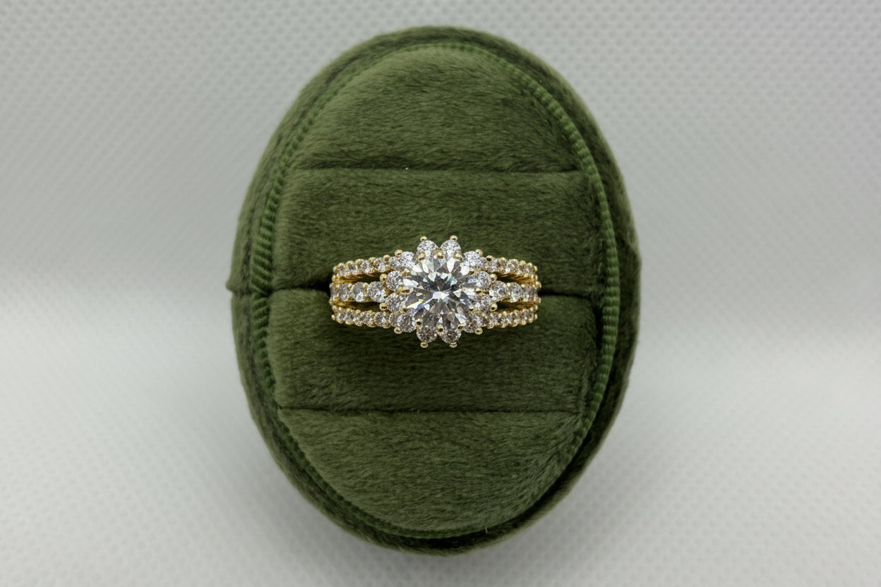 Sunflower Halo Engagement Ring