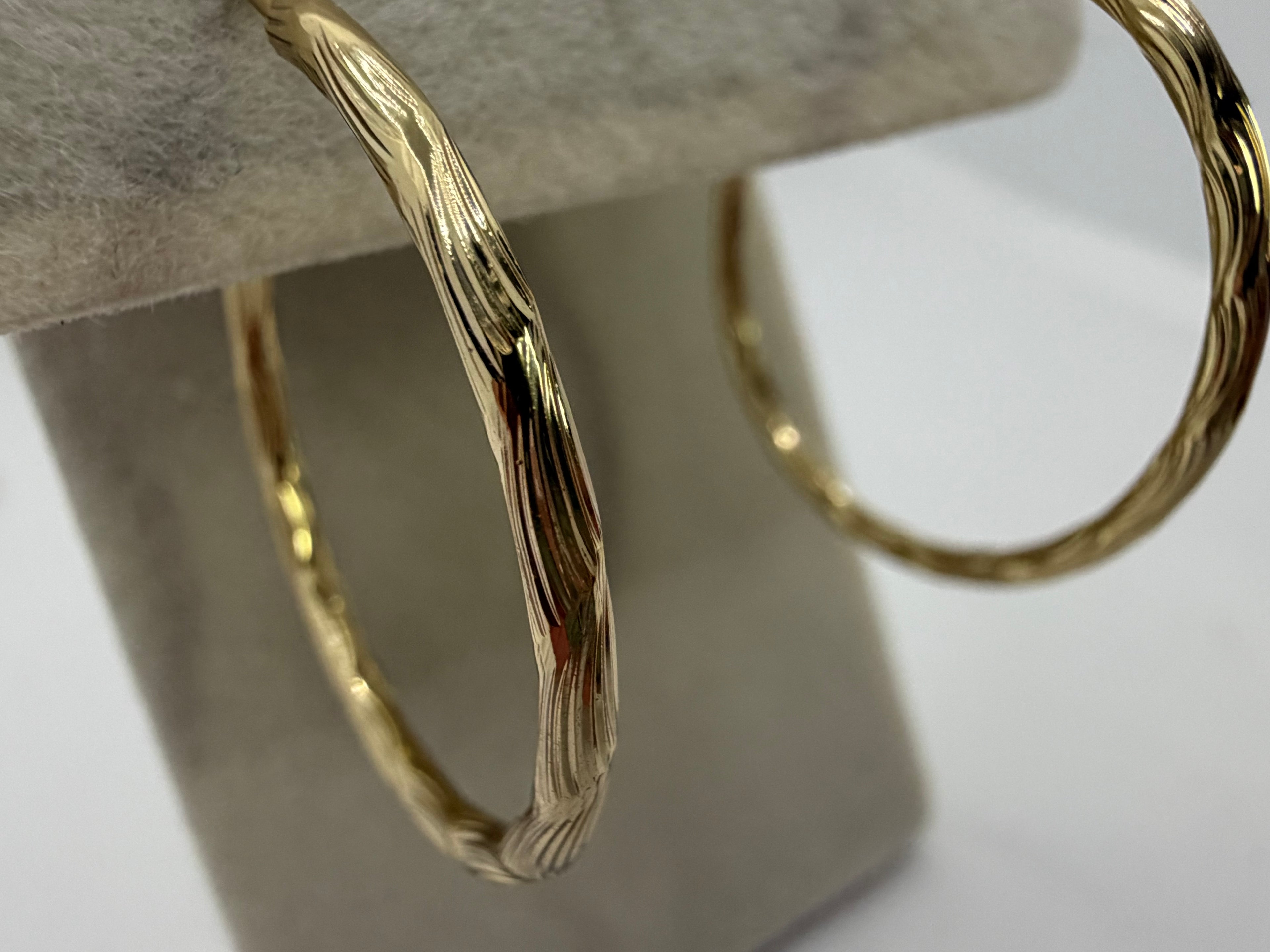 Gold Textured Twist Hoop Earrings