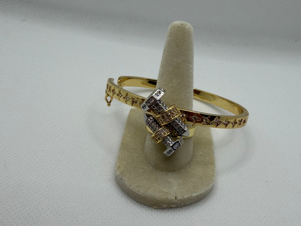 Star Bangle & CZ Bolt Ring Set