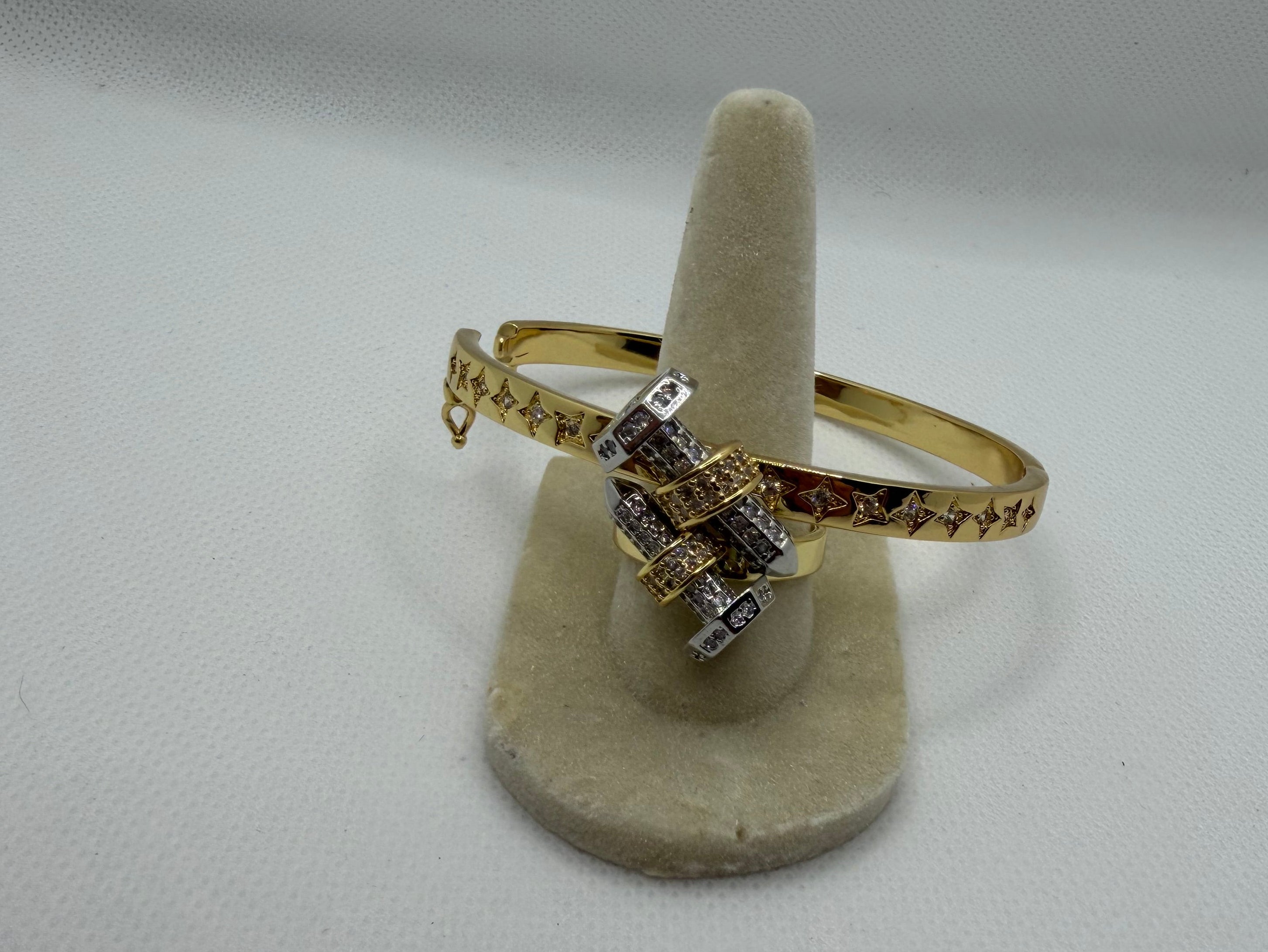 Star Bangle & CZ Bolt Ring Set