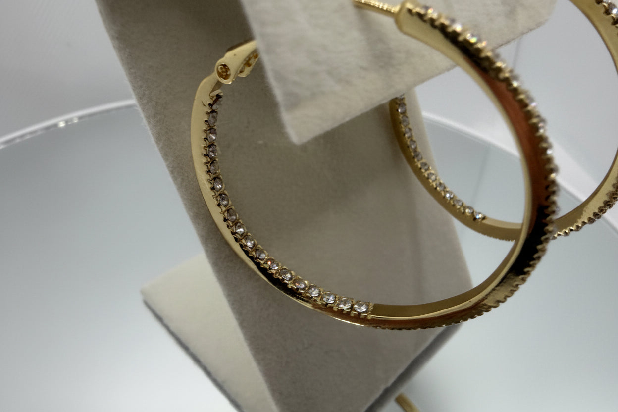 Gold CZ Inside-Out Hoop Earrings
