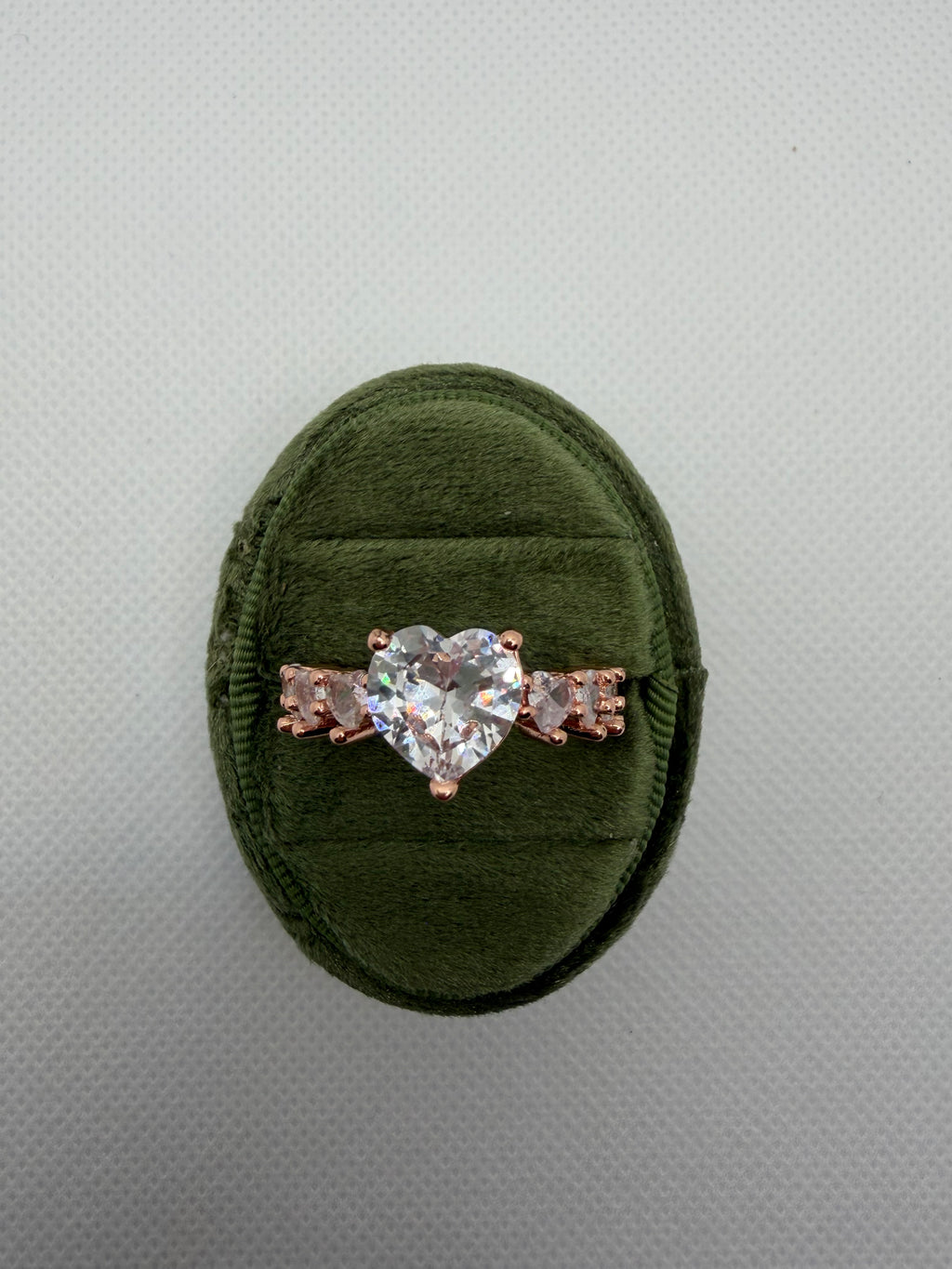 Rose Gold Heart Ring with Crystal Hearts