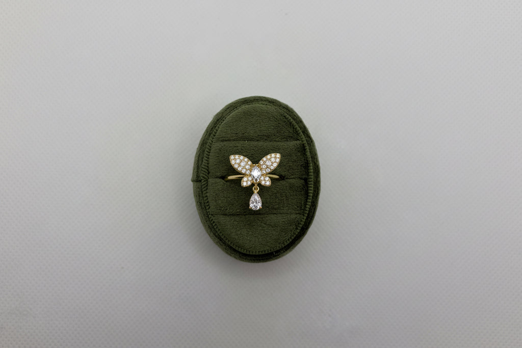 Butterfly Dangle Crystal Ring