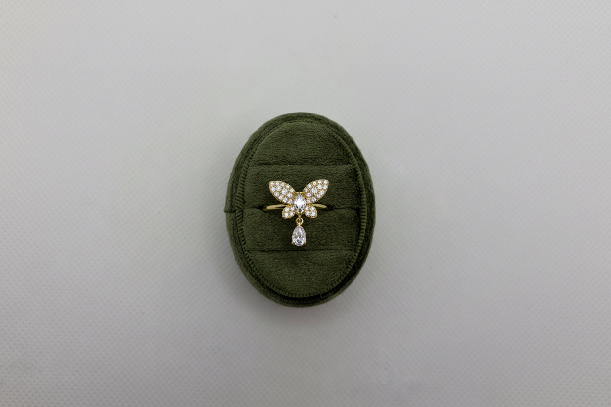 Butterfly Dangle Crystal Ring