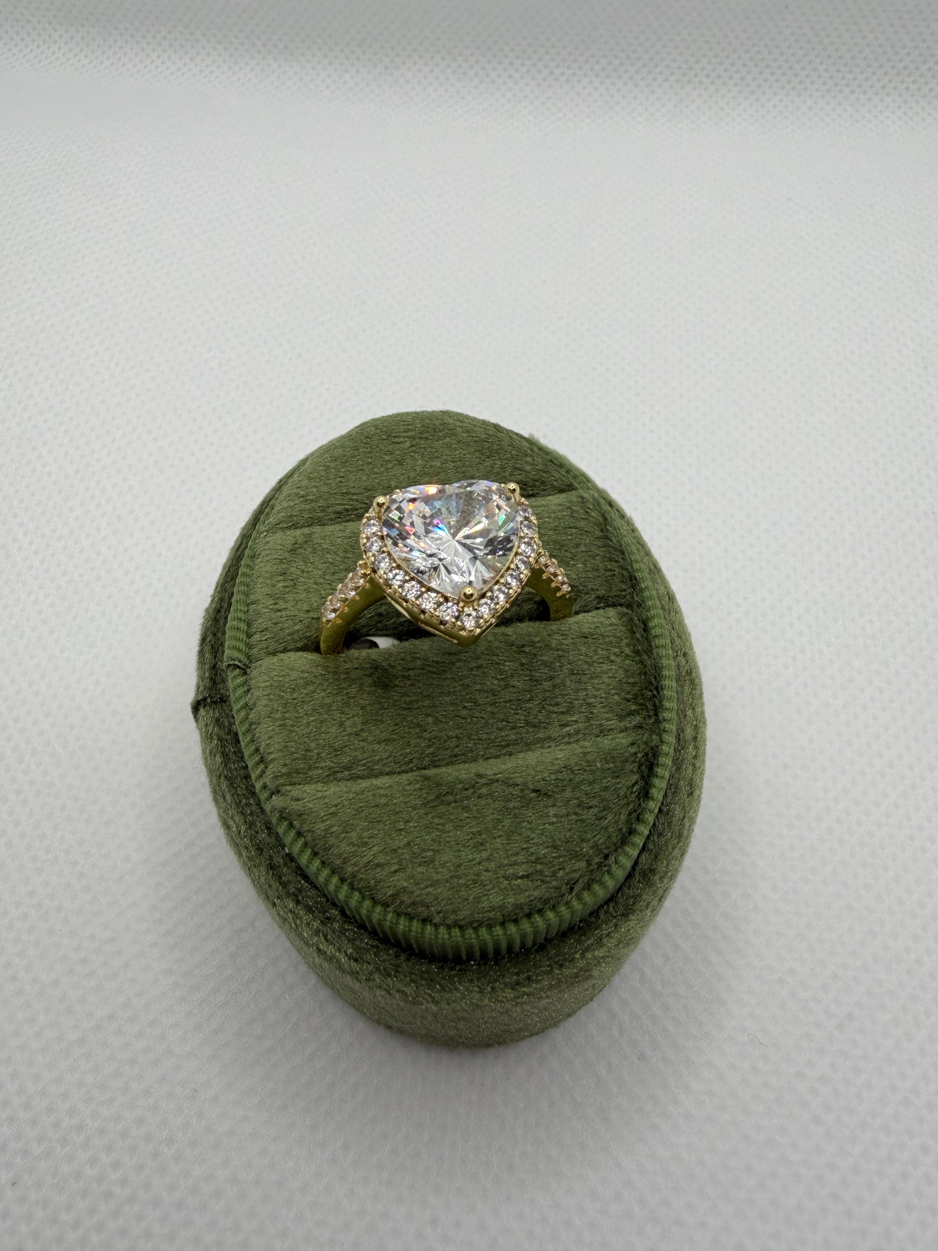 Heart Diamond Halo Ring - Gold Plated