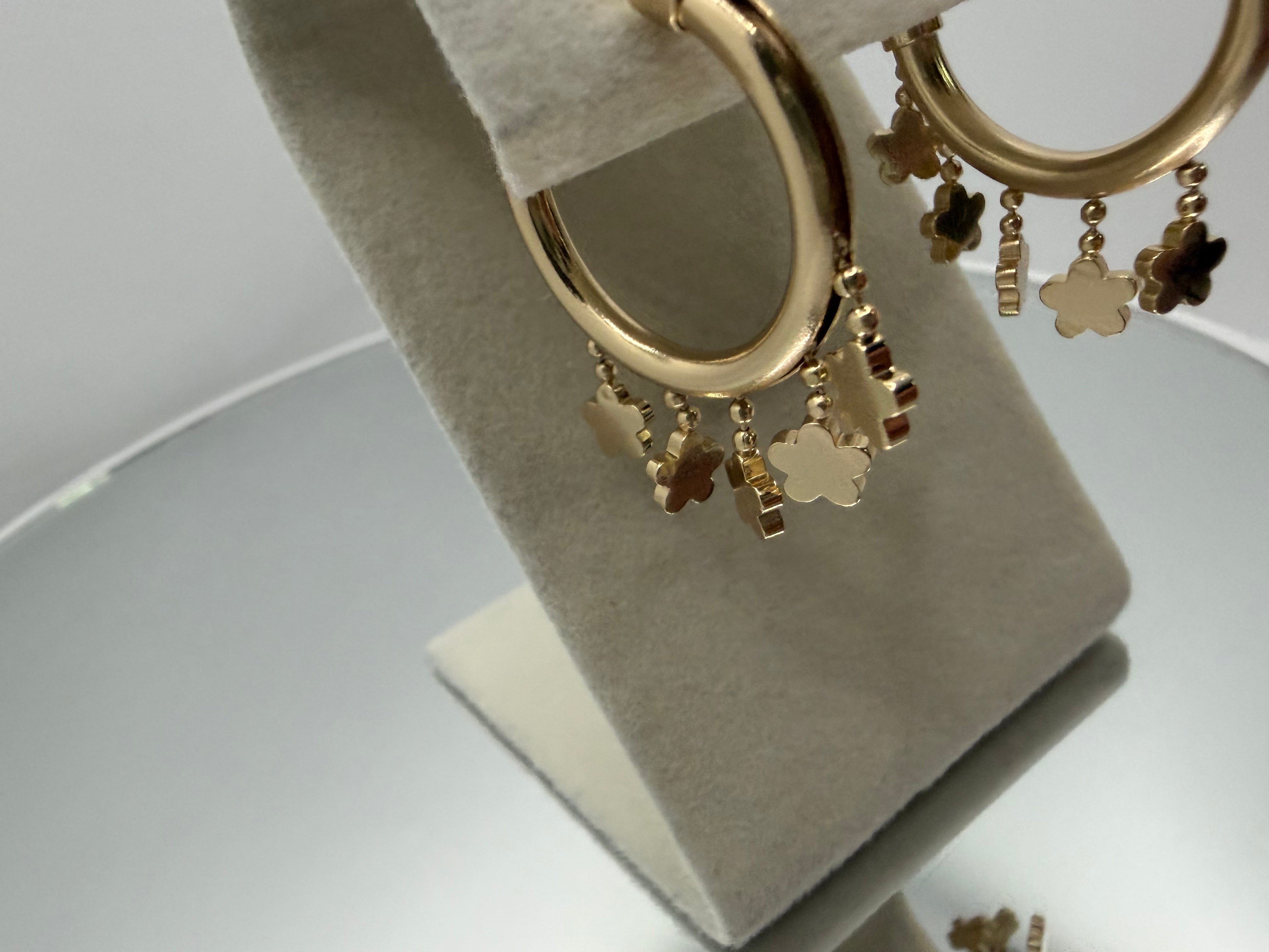 Gold Clover Charm Hoop Earrings