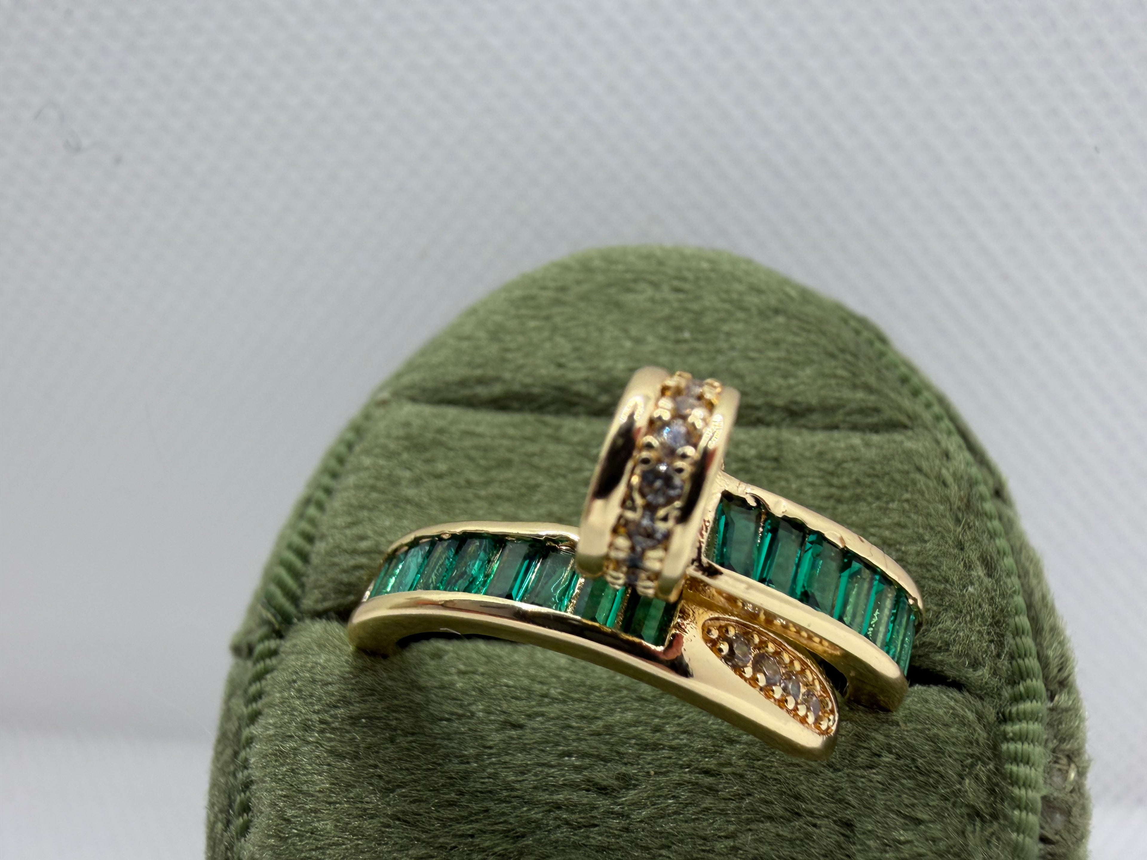 Emerald Baguette Bypass Ring