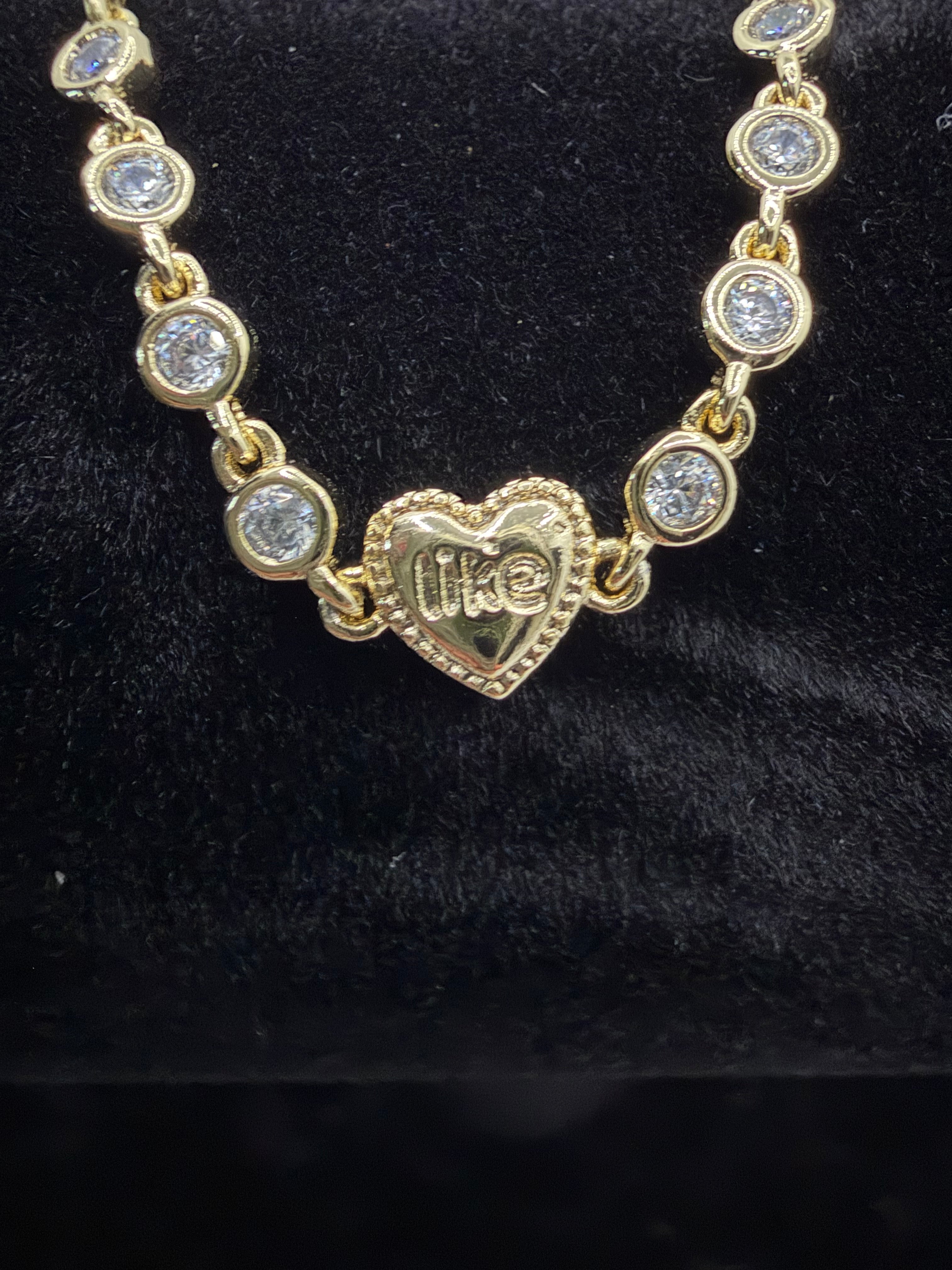 Gold 'Life' Heart Bracelet with Crystals - Laminated Gold