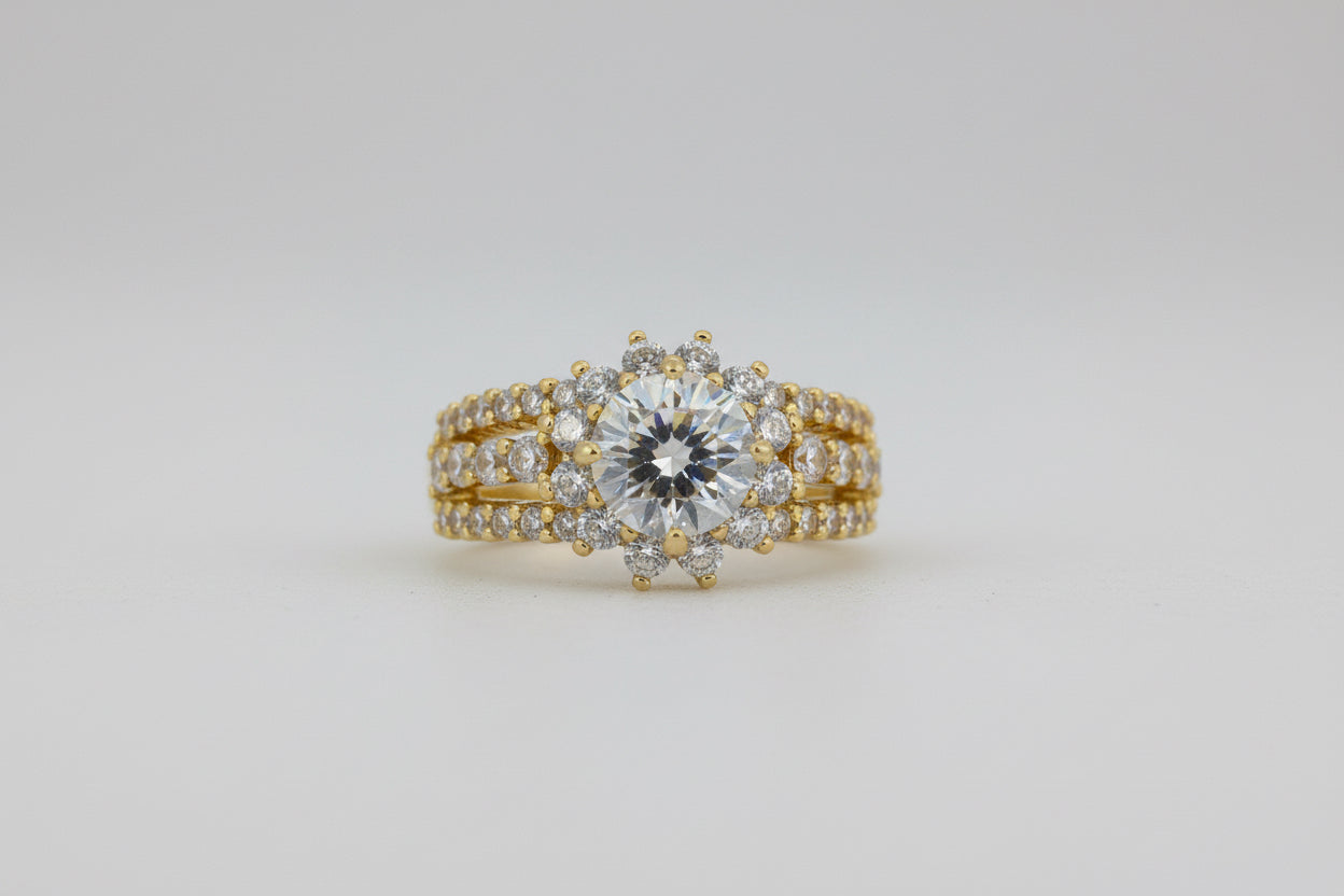Sunflower Halo Engagement Ring