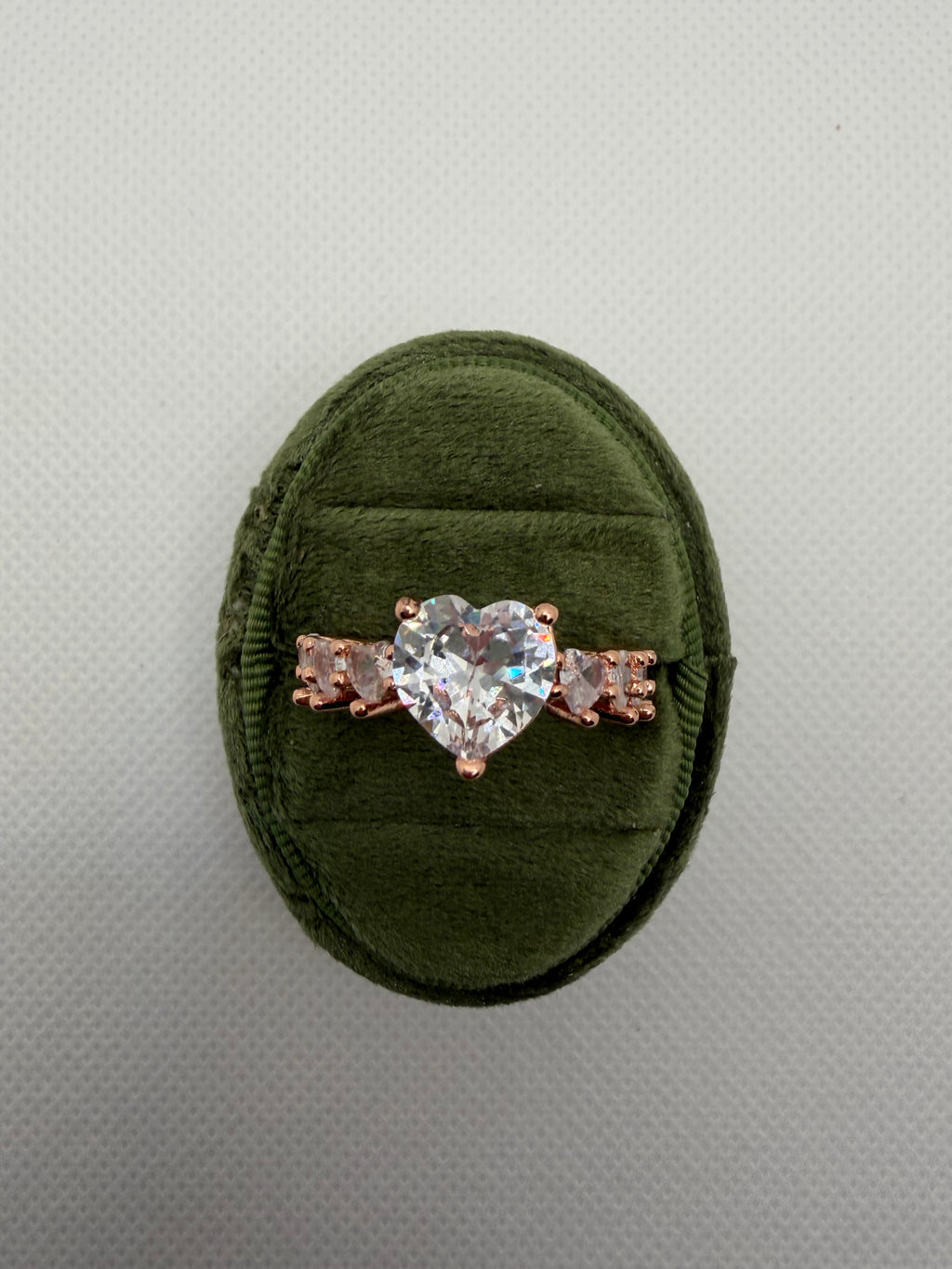 Rose Gold Heart Ring with Crystal Hearts