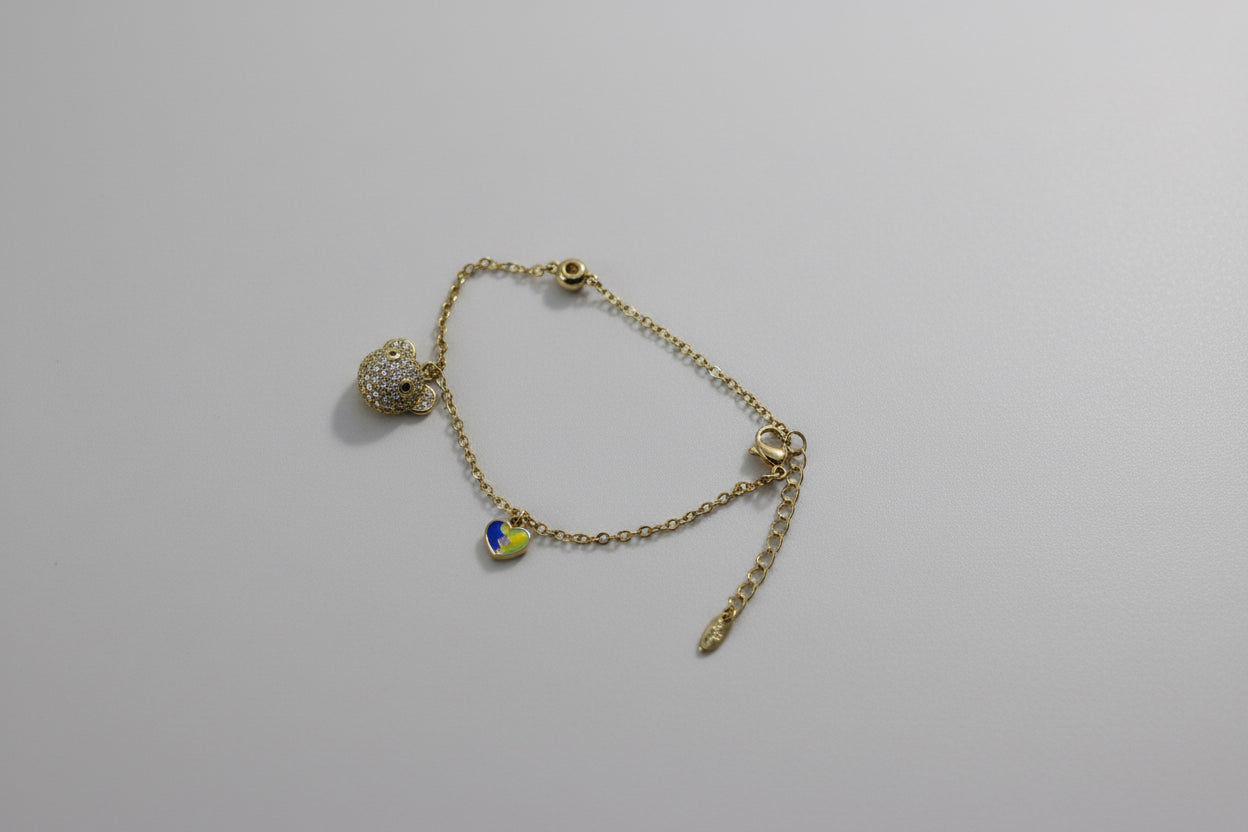 Crystal Teddy Bear Charm Bracelet