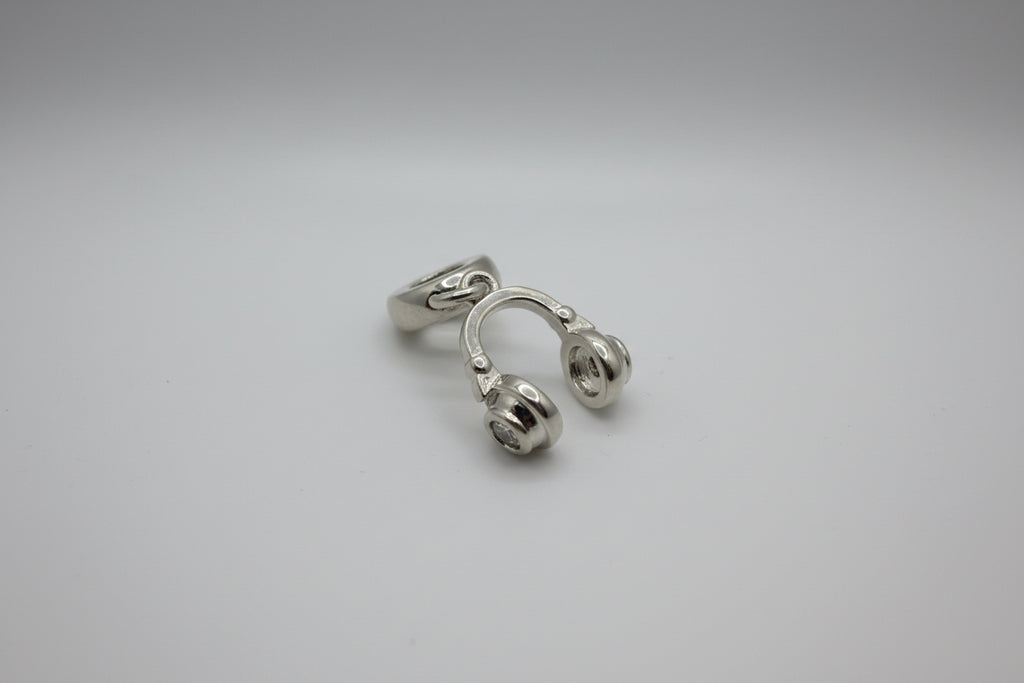 Headphones Charm - Silver Tone Music Lover