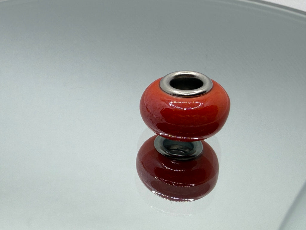 Orange Glass Charm Separator Bead - Laminated Gold