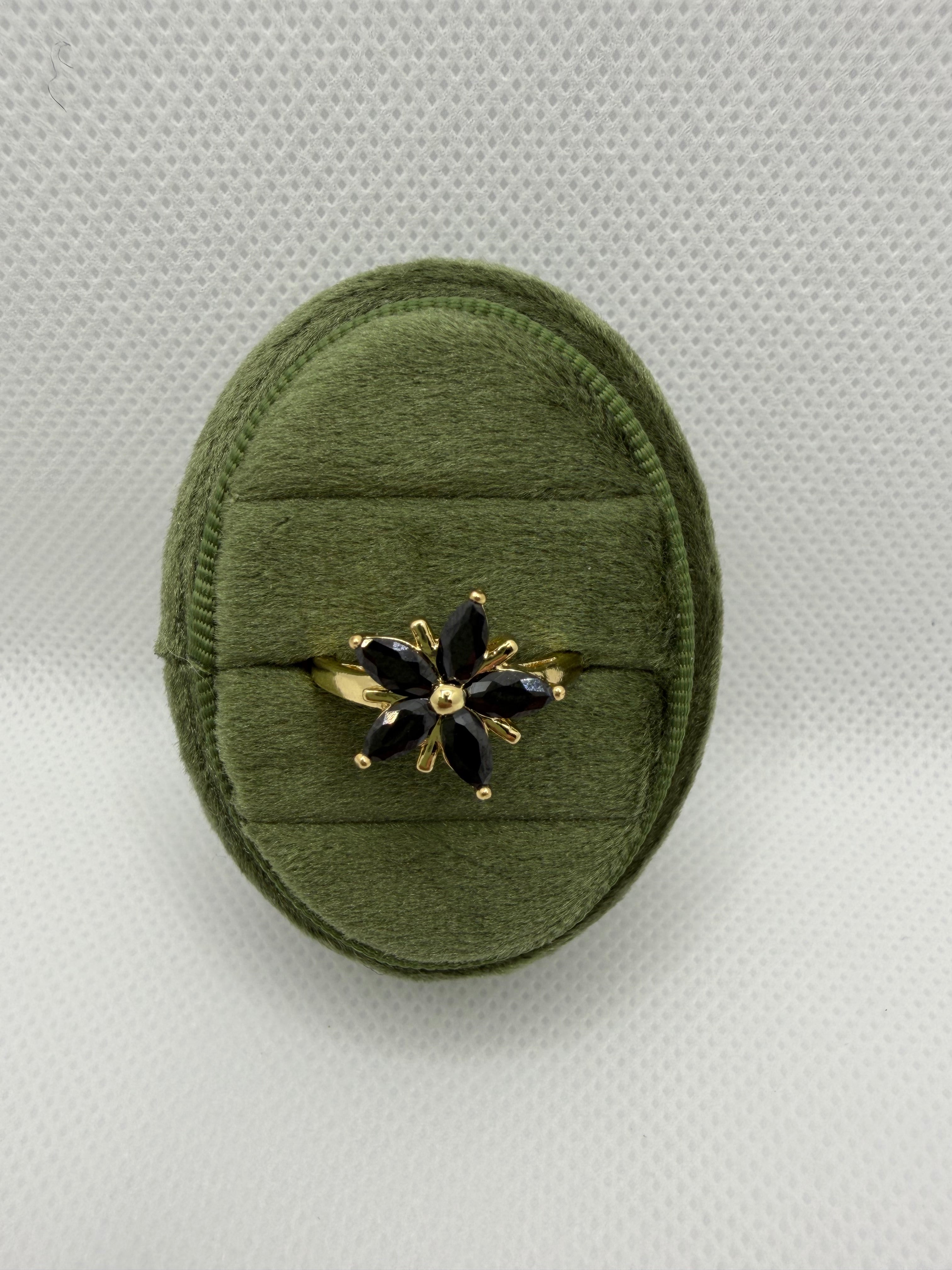 Midnight Bloom Black Sapphire Ring