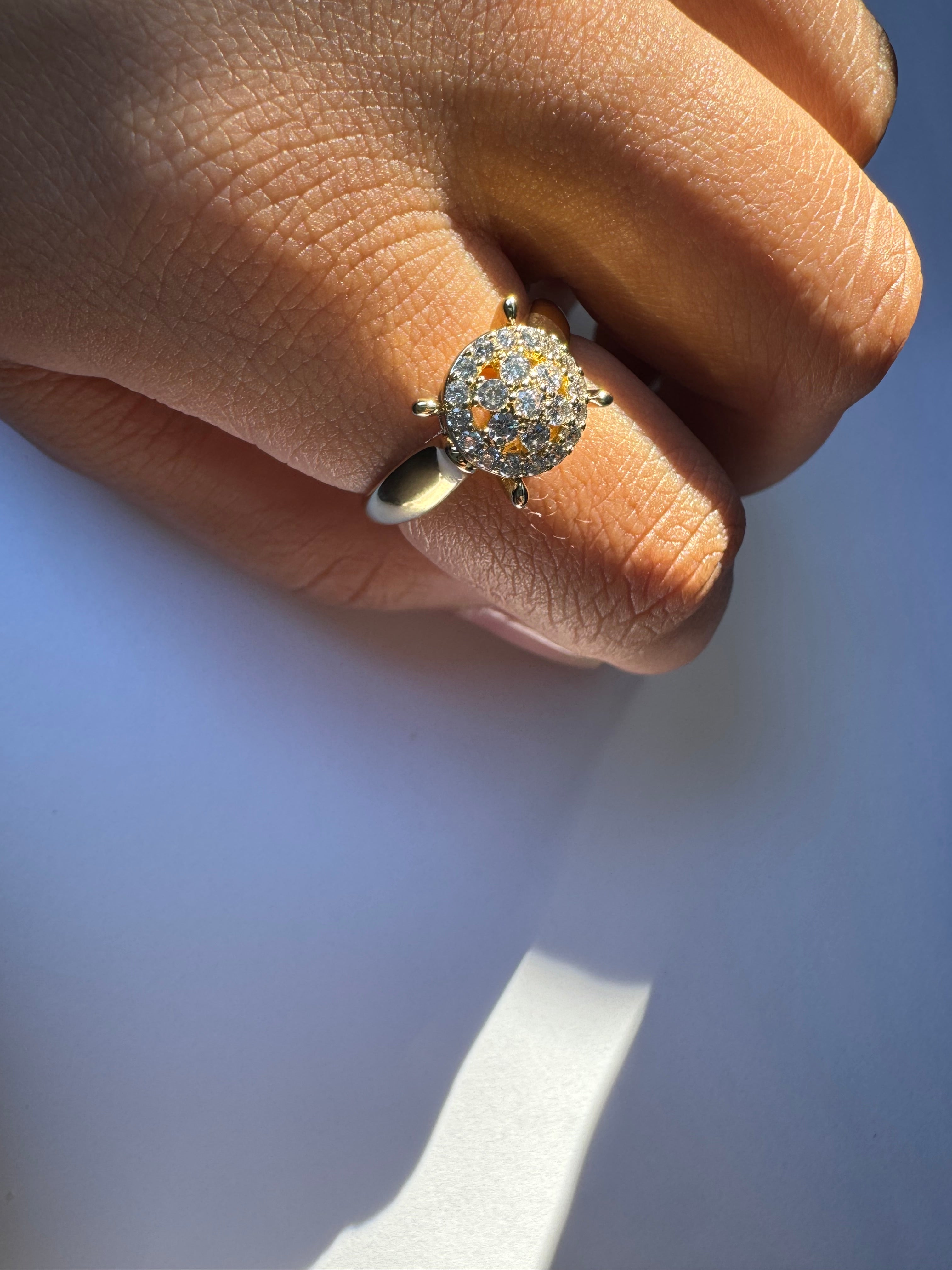 Sparkling Crystal Solitaire Gold Ring