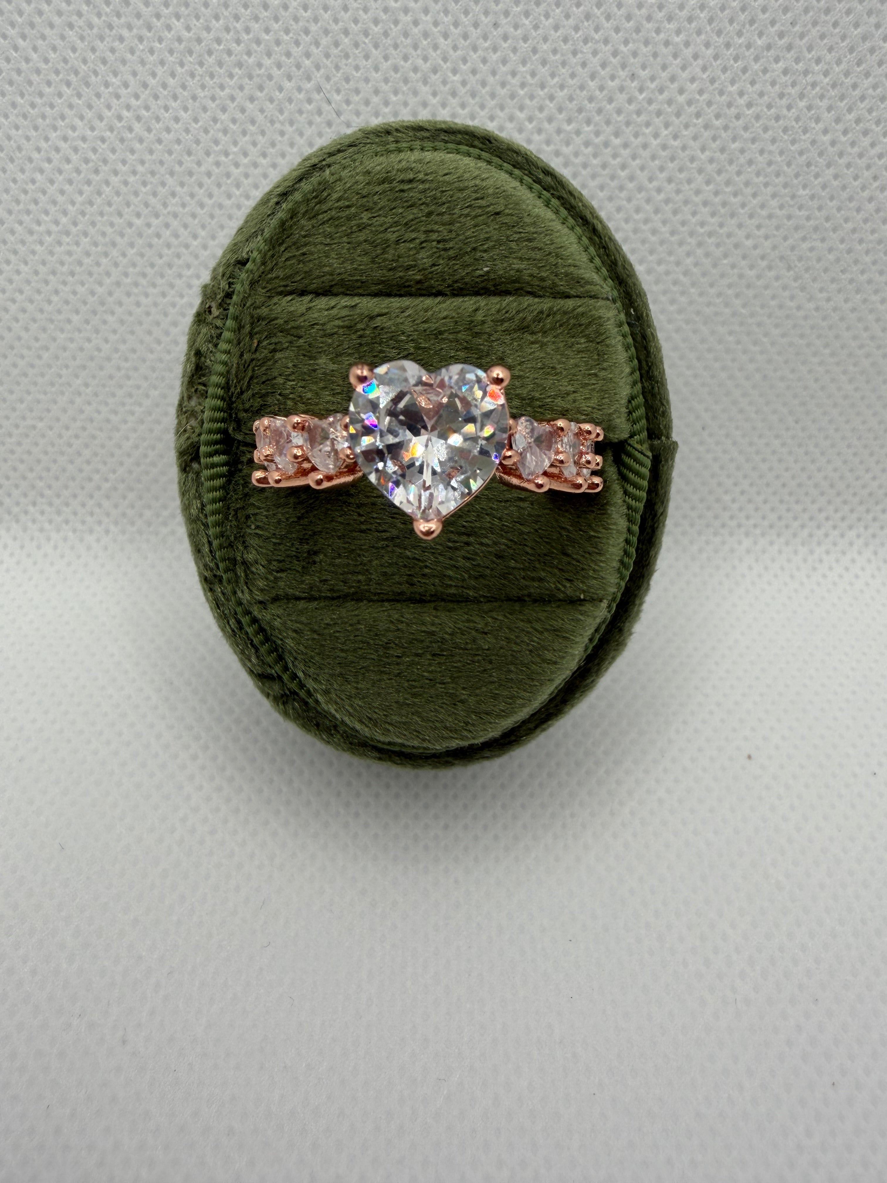 Rose Gold Heart Ring with Crystal Hearts