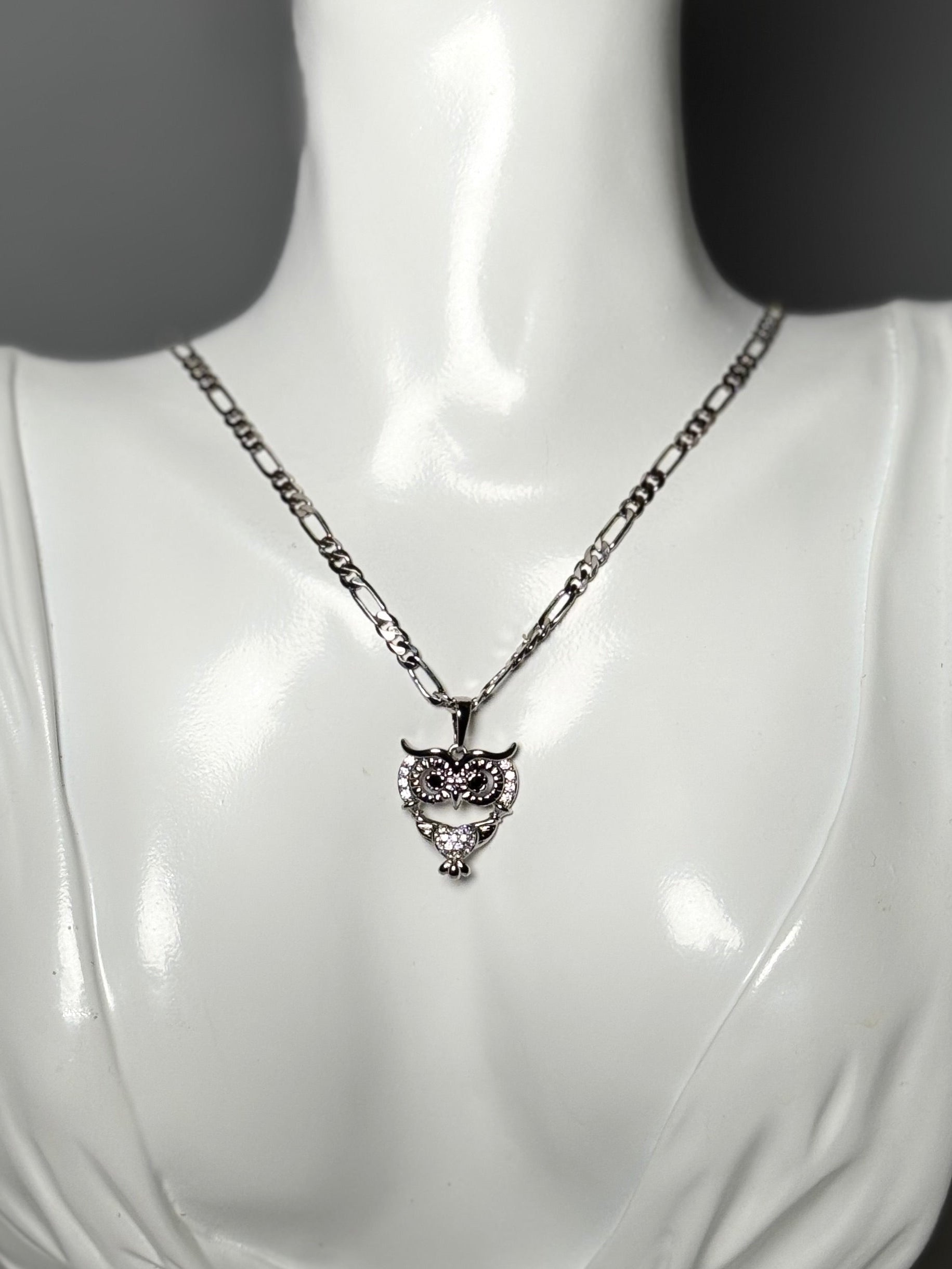 Silver Owl Pendant Necklace