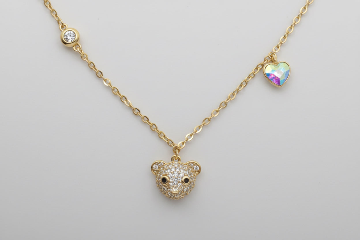 Crystal Teddy Bear Charm Bracelet