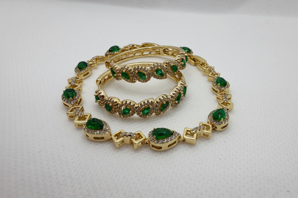 Emerald Crystal Halo Jewelry Set