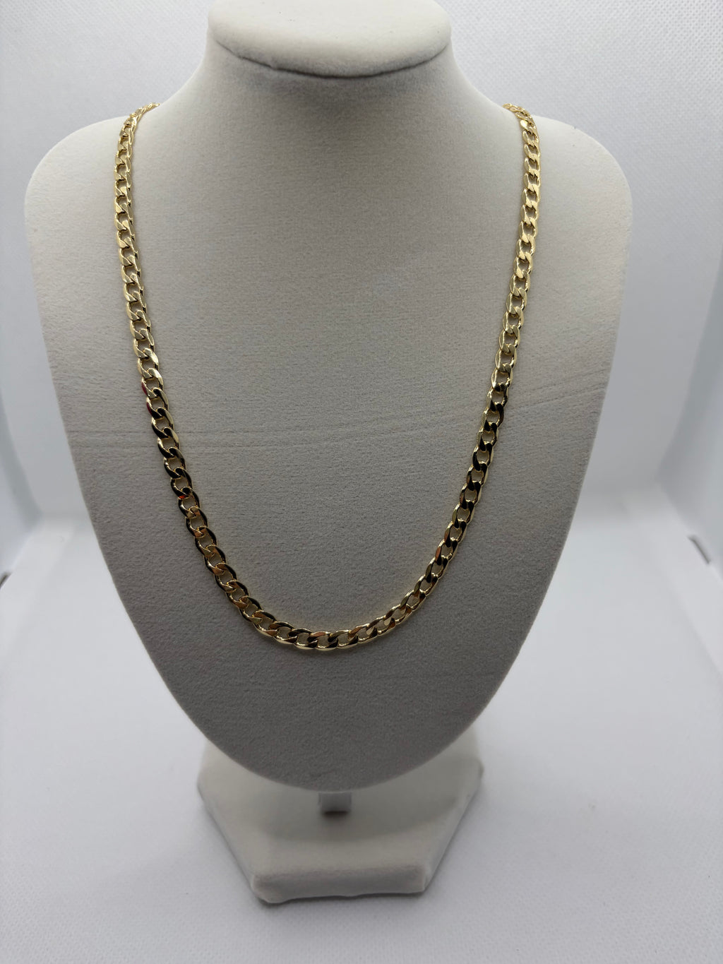 Gold Cuban Curb Chain Necklace 22"