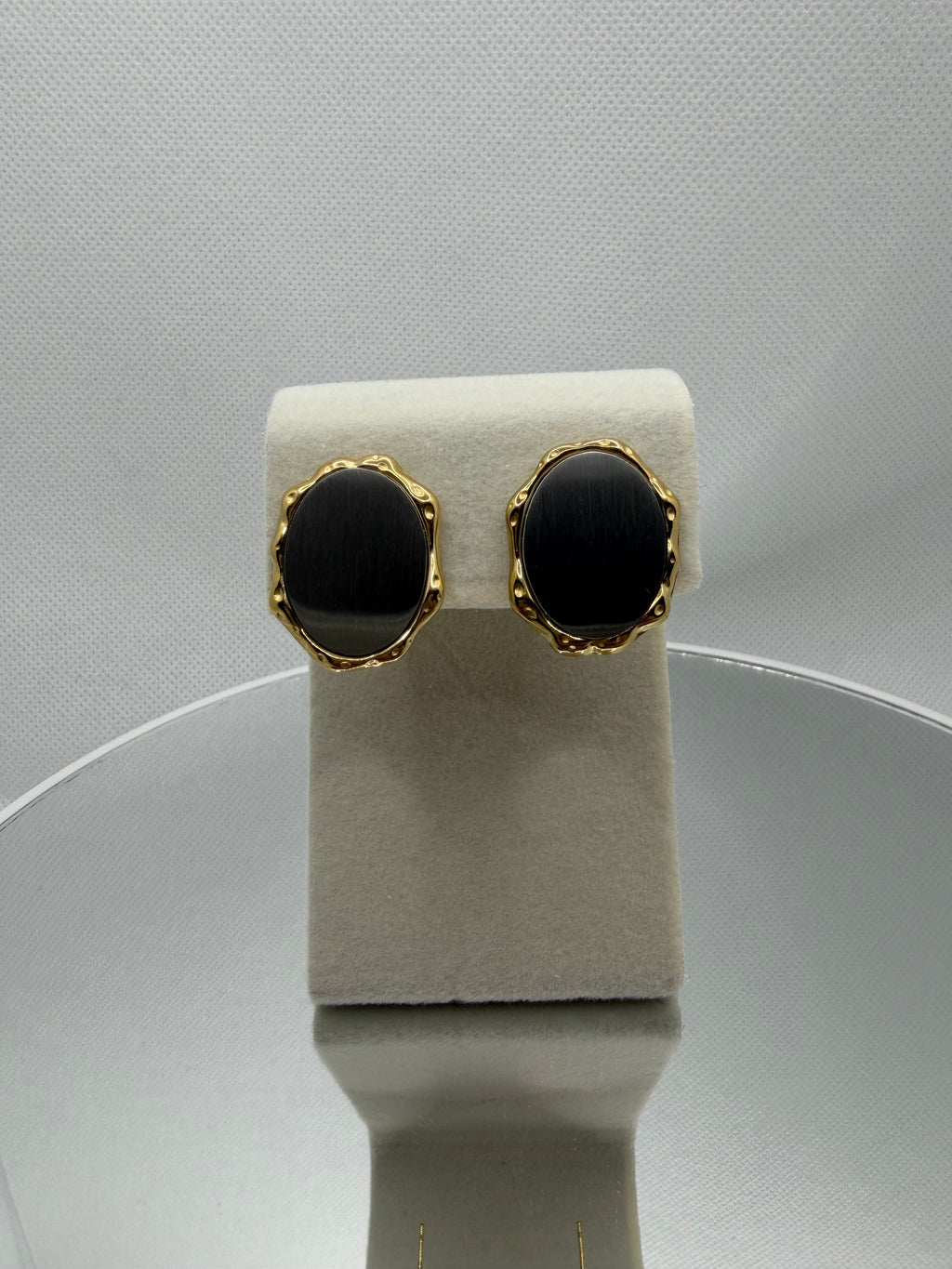 Smoke & Gold Oval Statement Earrings