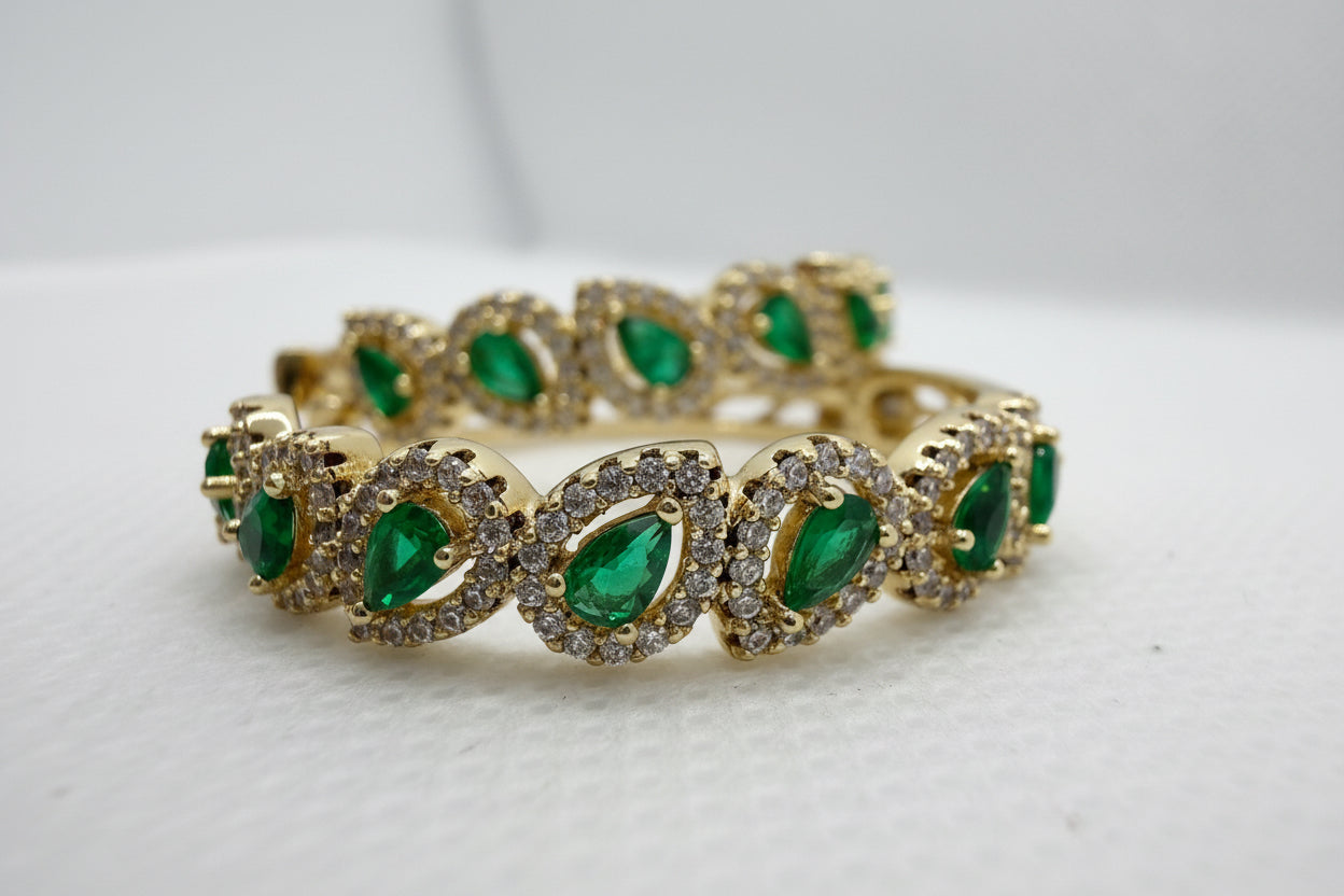 Emerald Crystal Halo Jewelry Set
