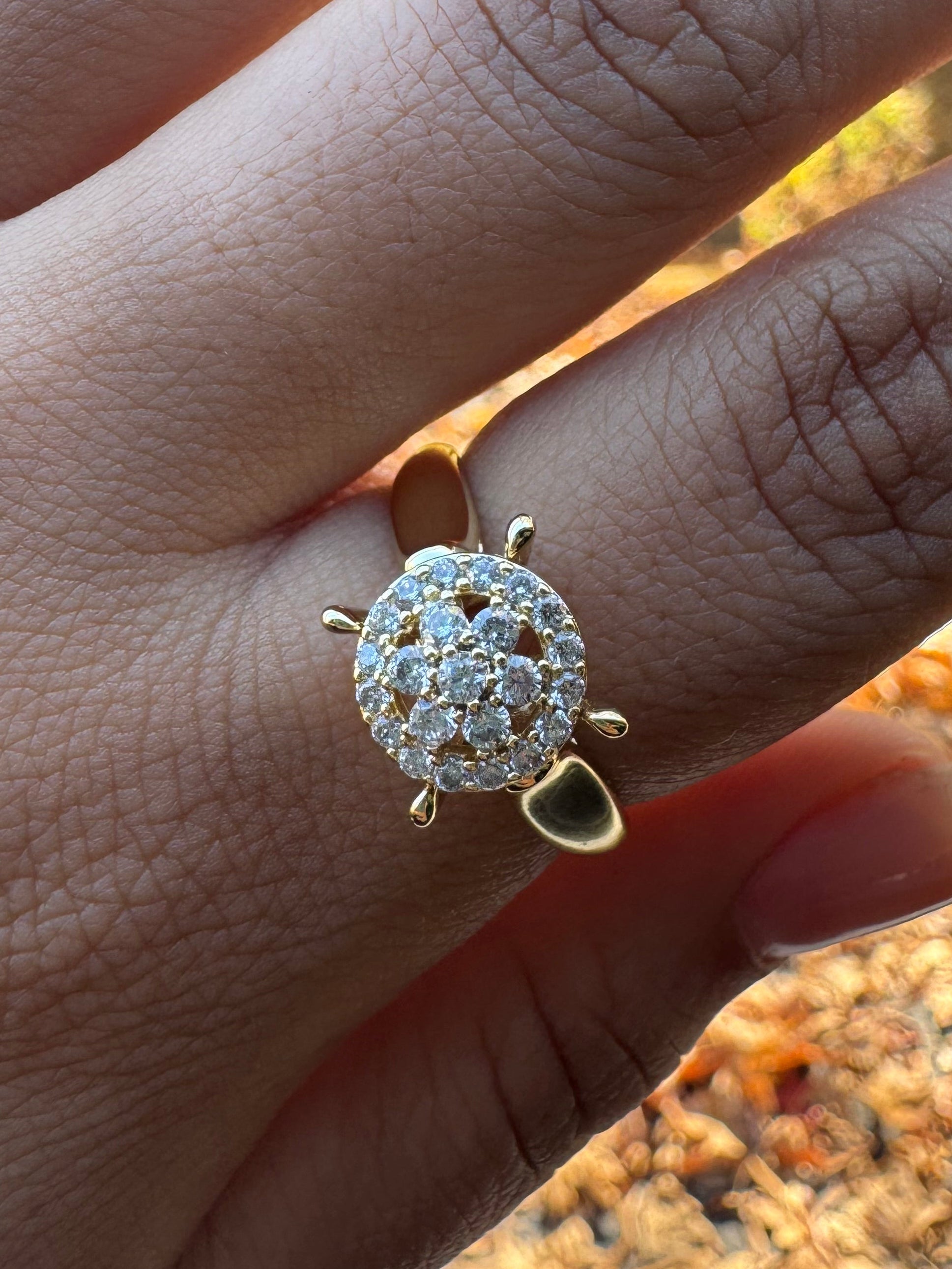 Sparkling Crystal Solitaire Gold Ring
