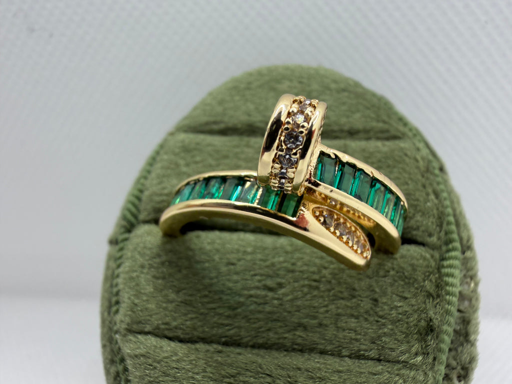 Emerald Baguette Bypass Ring