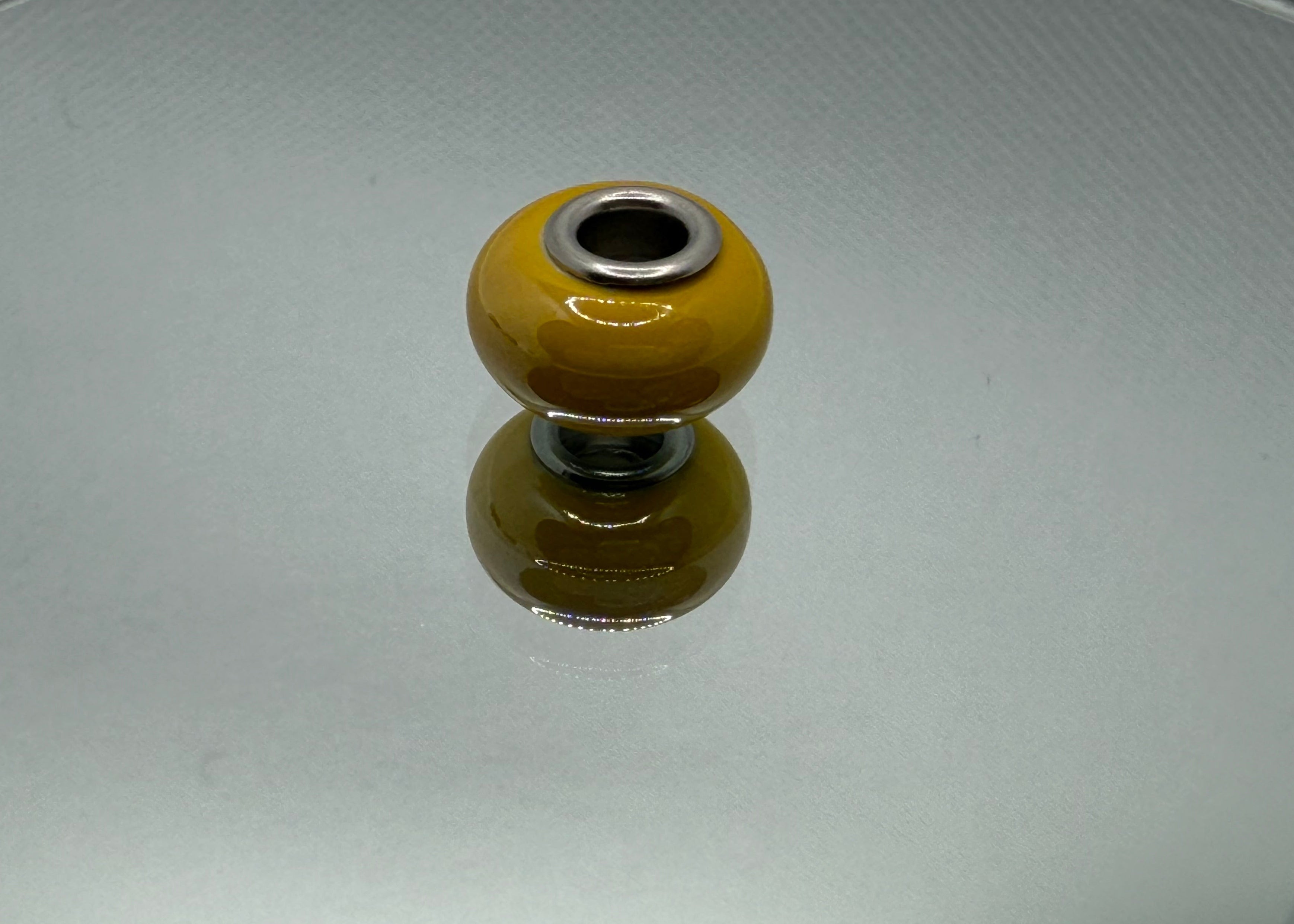 Mustard Yellow Glass Charm Separator Bead - Laminated Gold