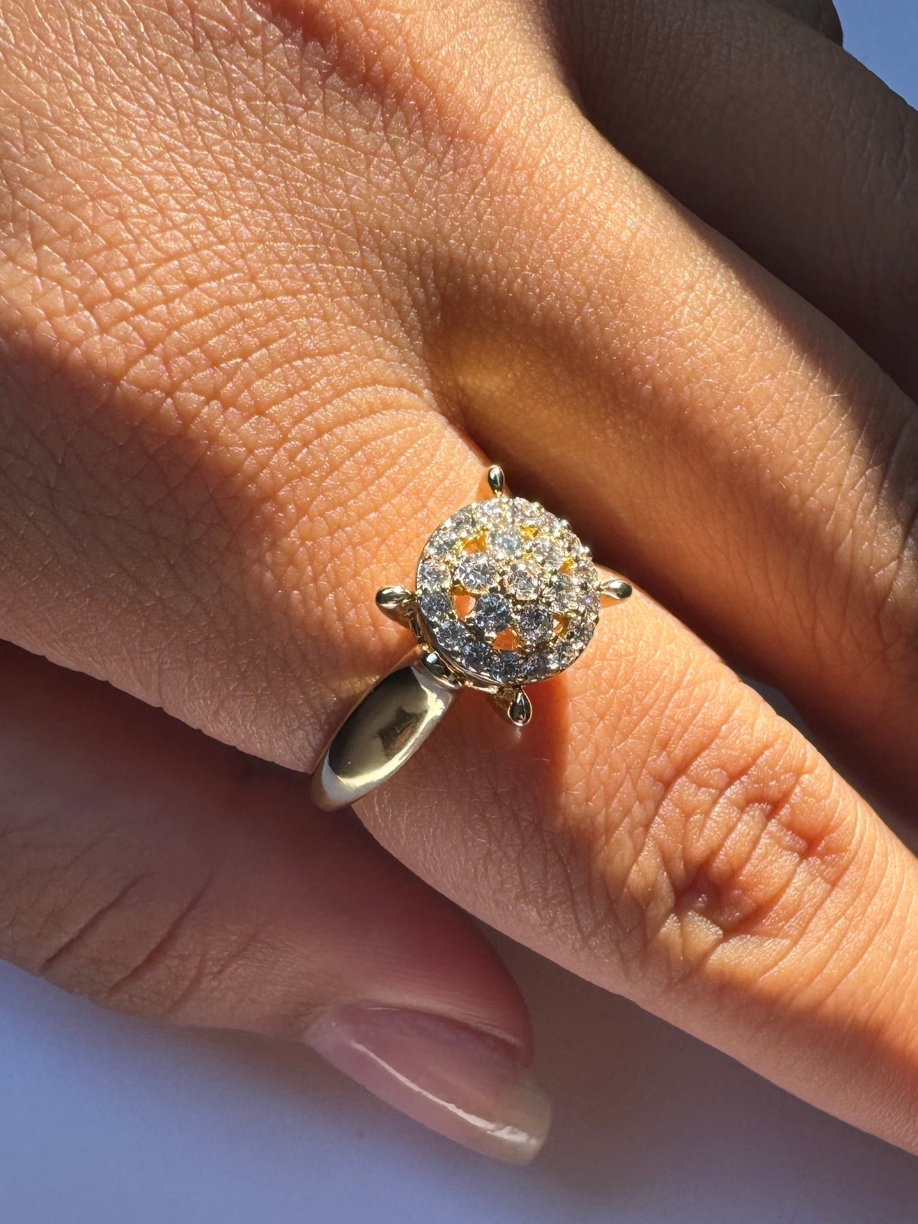 Sparkling Crystal Solitaire Gold Ring