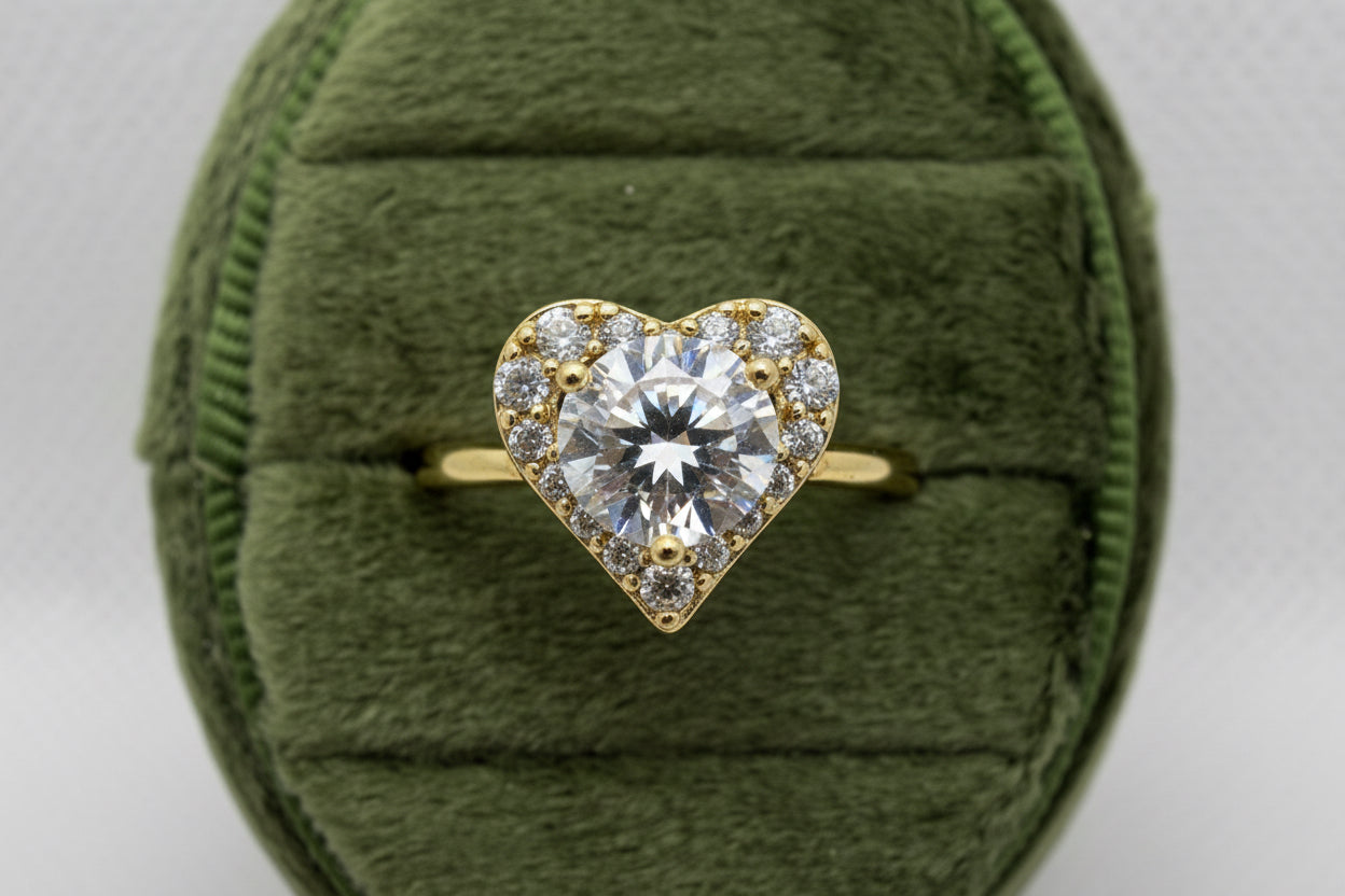 Heart Halo Crystal Ring