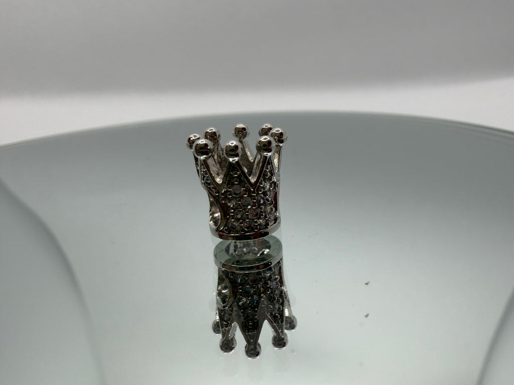Silver Crystal Crown Charm Separator Bead - Gunmetal Finish