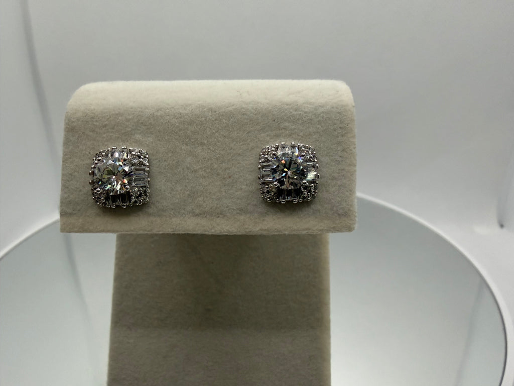 Crystal Halo Cushion Stud Earrings